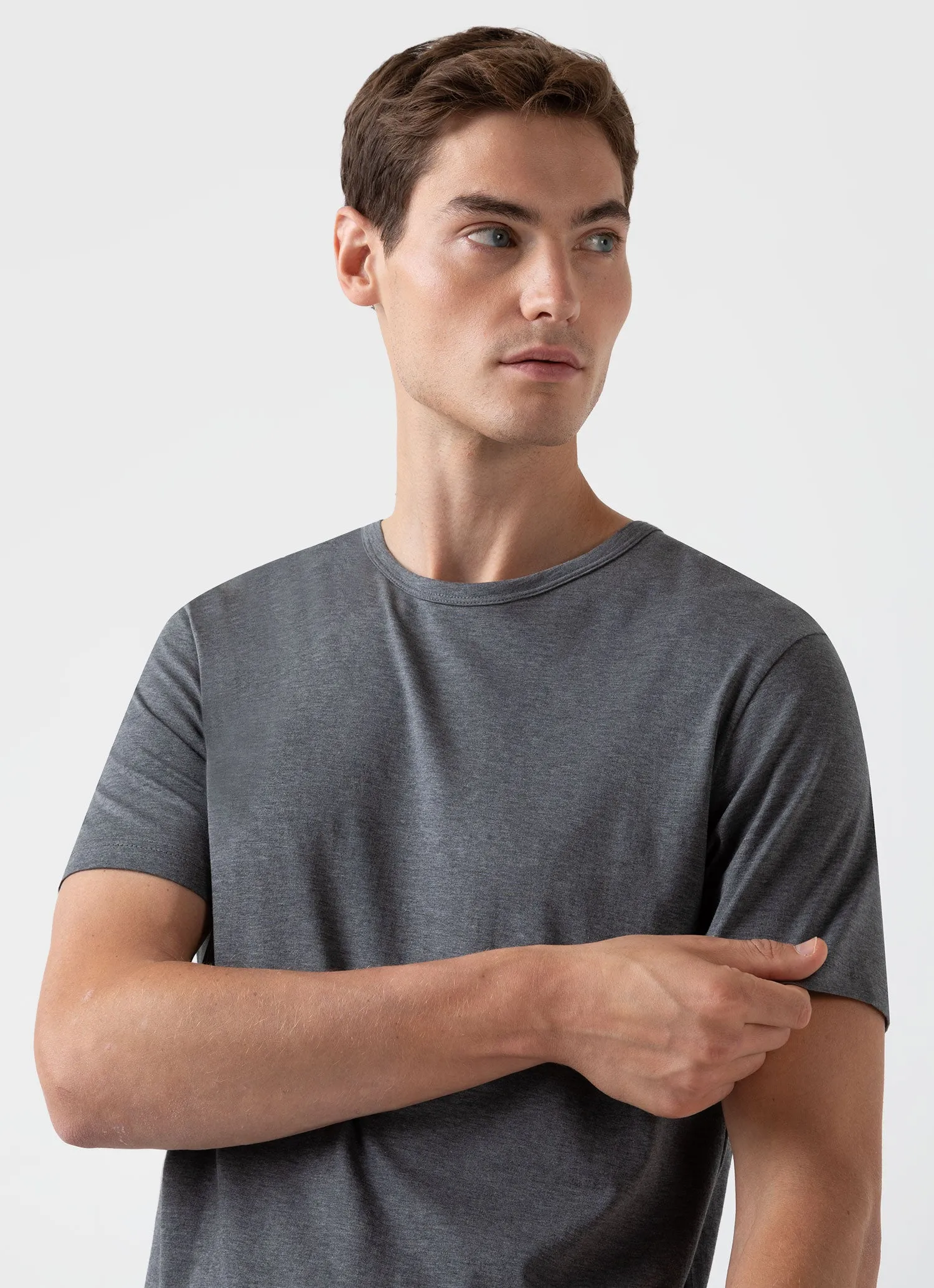 Men's Classic T-shirt in Charcoal Melange sold by Sunspel product image thumbnail 2