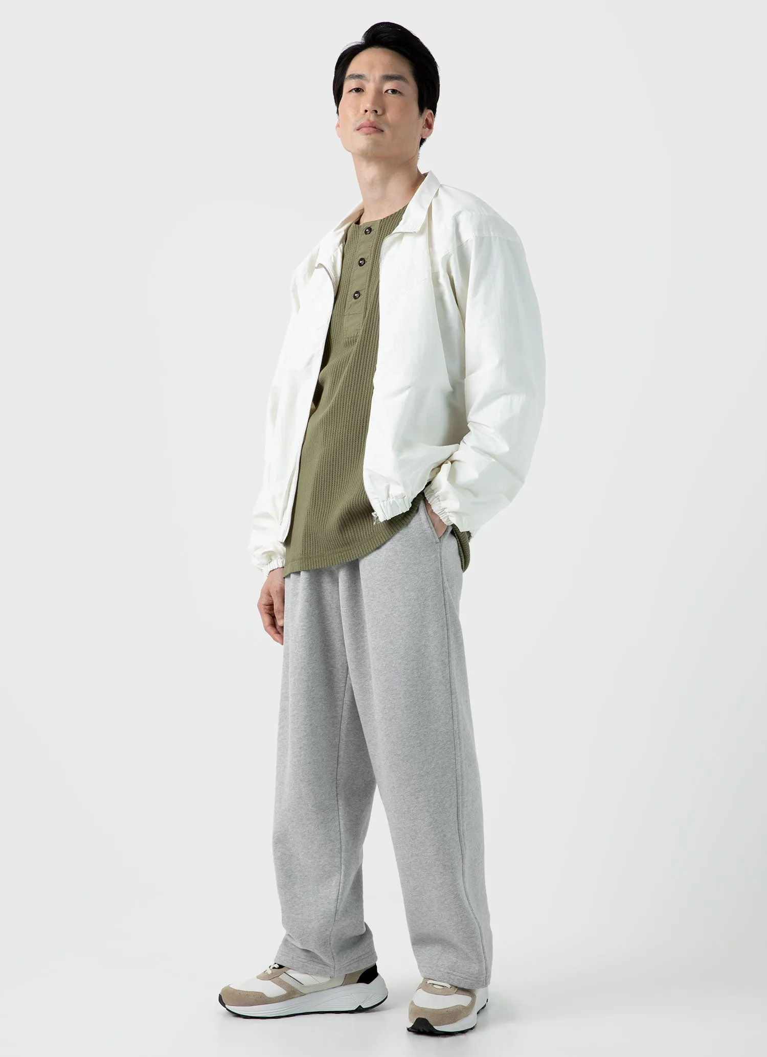 Men's Sunspel x Nigel Cabourn Mesh Henley in Army Green sold by Sunspel product image thumbnail 3