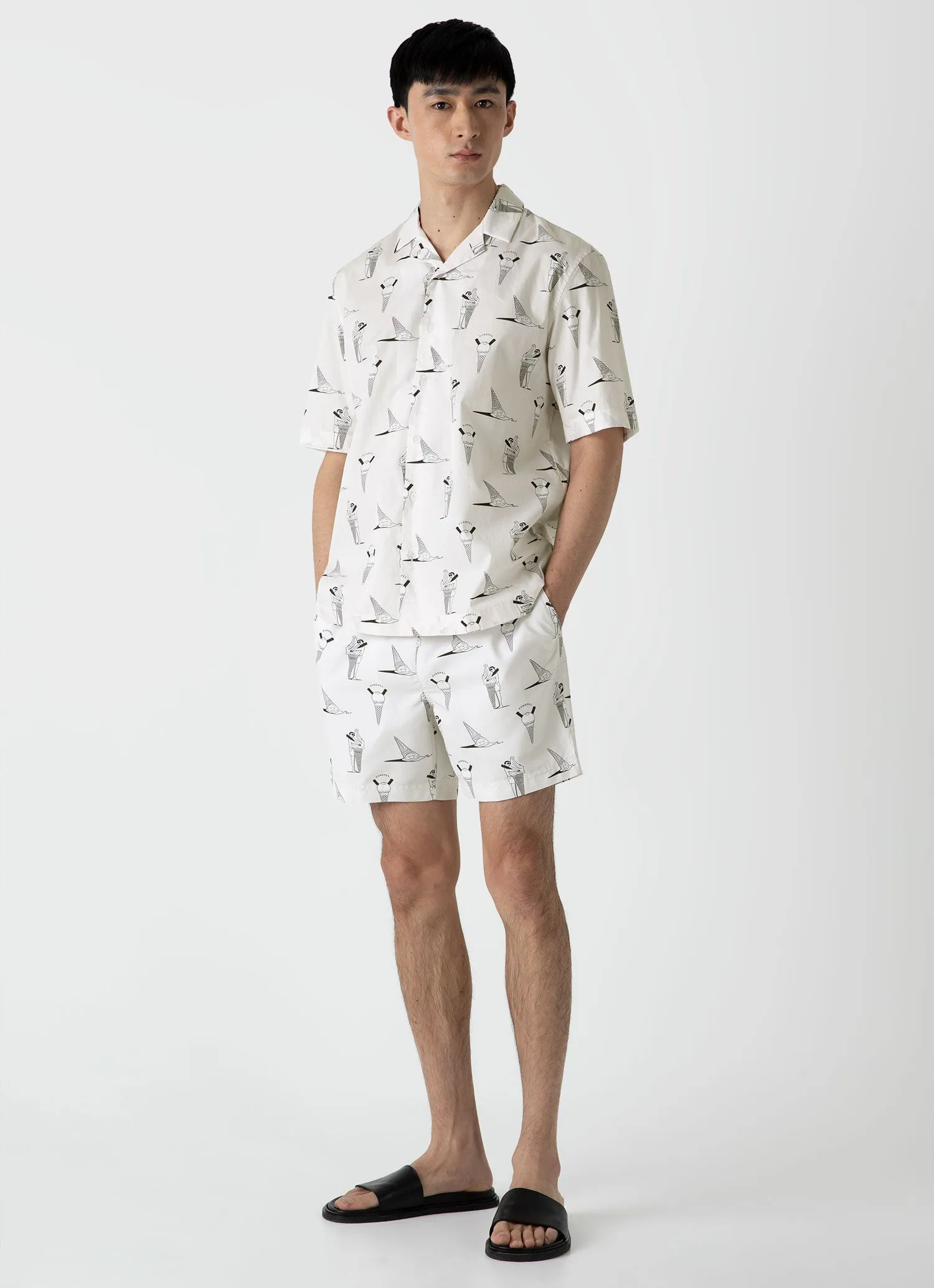 Men's Matt Blease Camp Collar Shirt in Ice Cream Print sold by Sunspel product image thumbnail 3