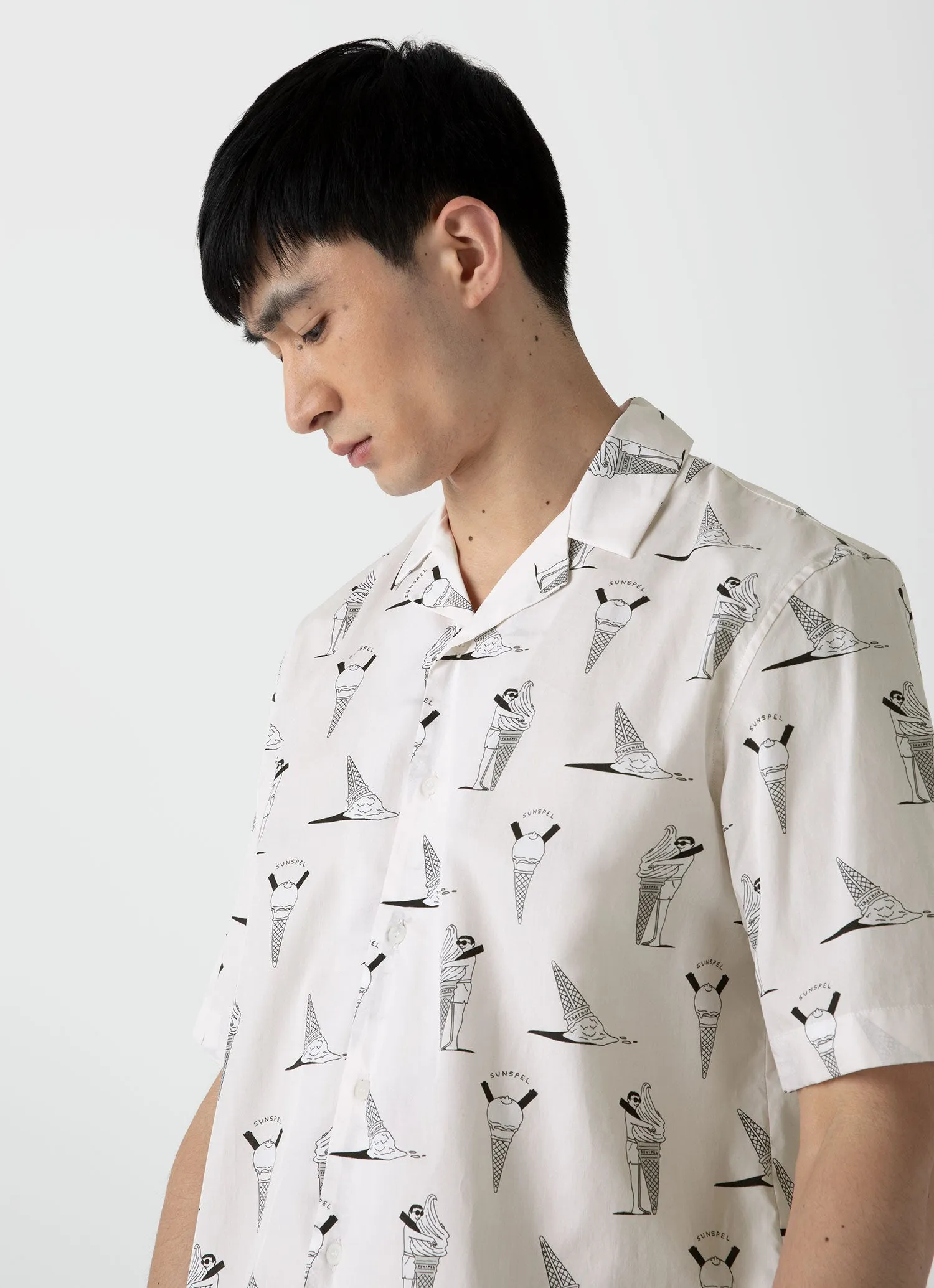 Men's Matt Blease Camp Collar Shirt in Ice Cream Print sold by Sunspel product image thumbnail 5
