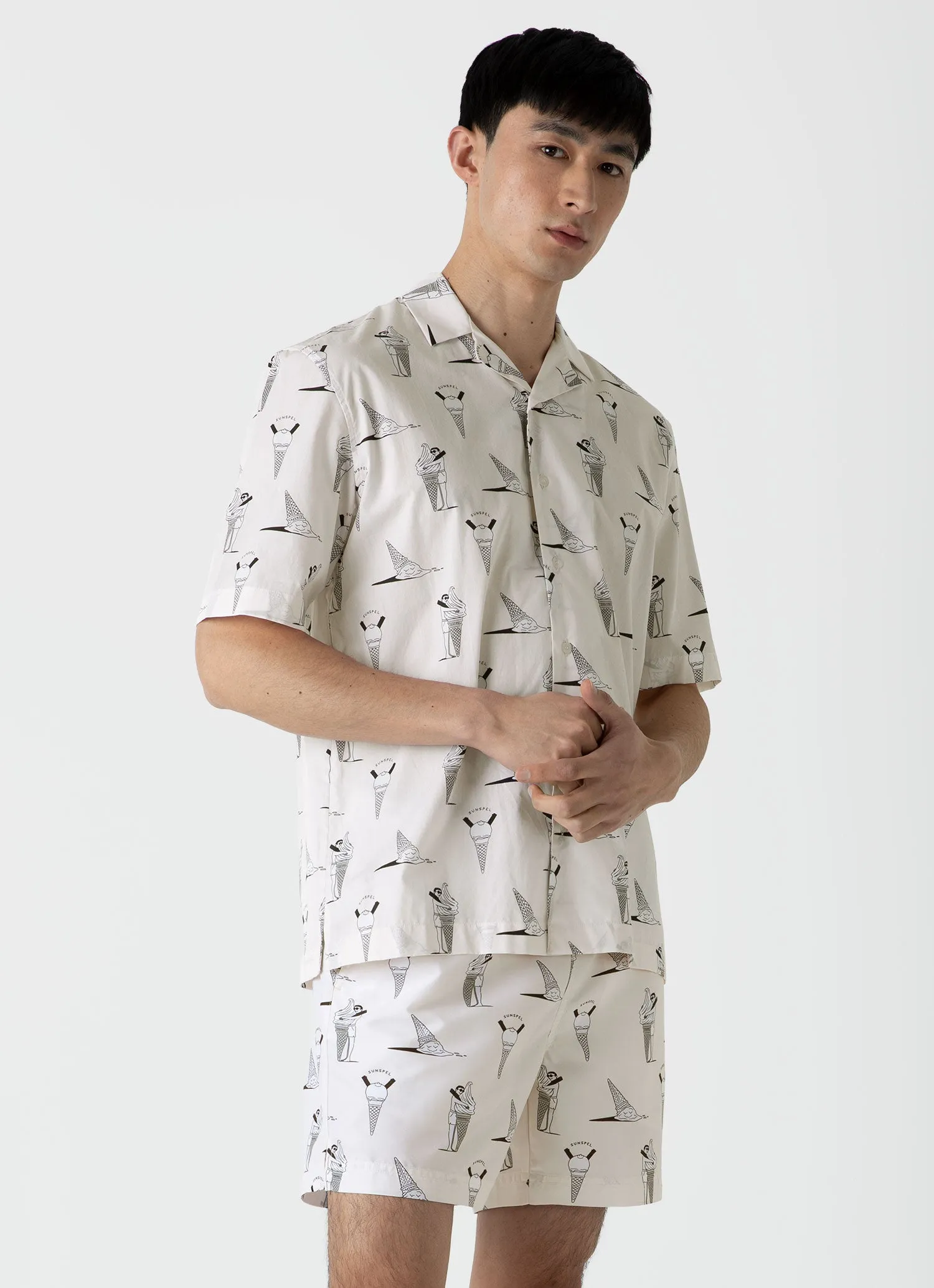 Men's Matt Blease Camp Collar Shirt in Ice Cream Print sold by Sunspel product image thumbnail 2