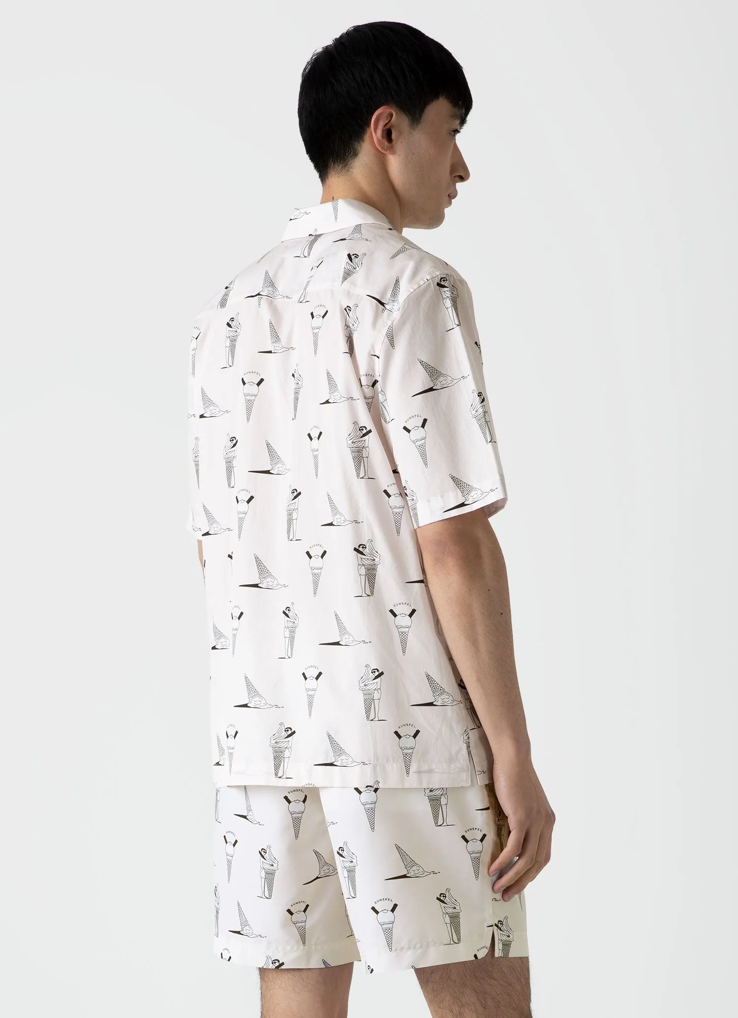 Men's Matt Blease Camp Collar Shirt in Ice Cream Print sold by Sunspel product image thumbnail 4
