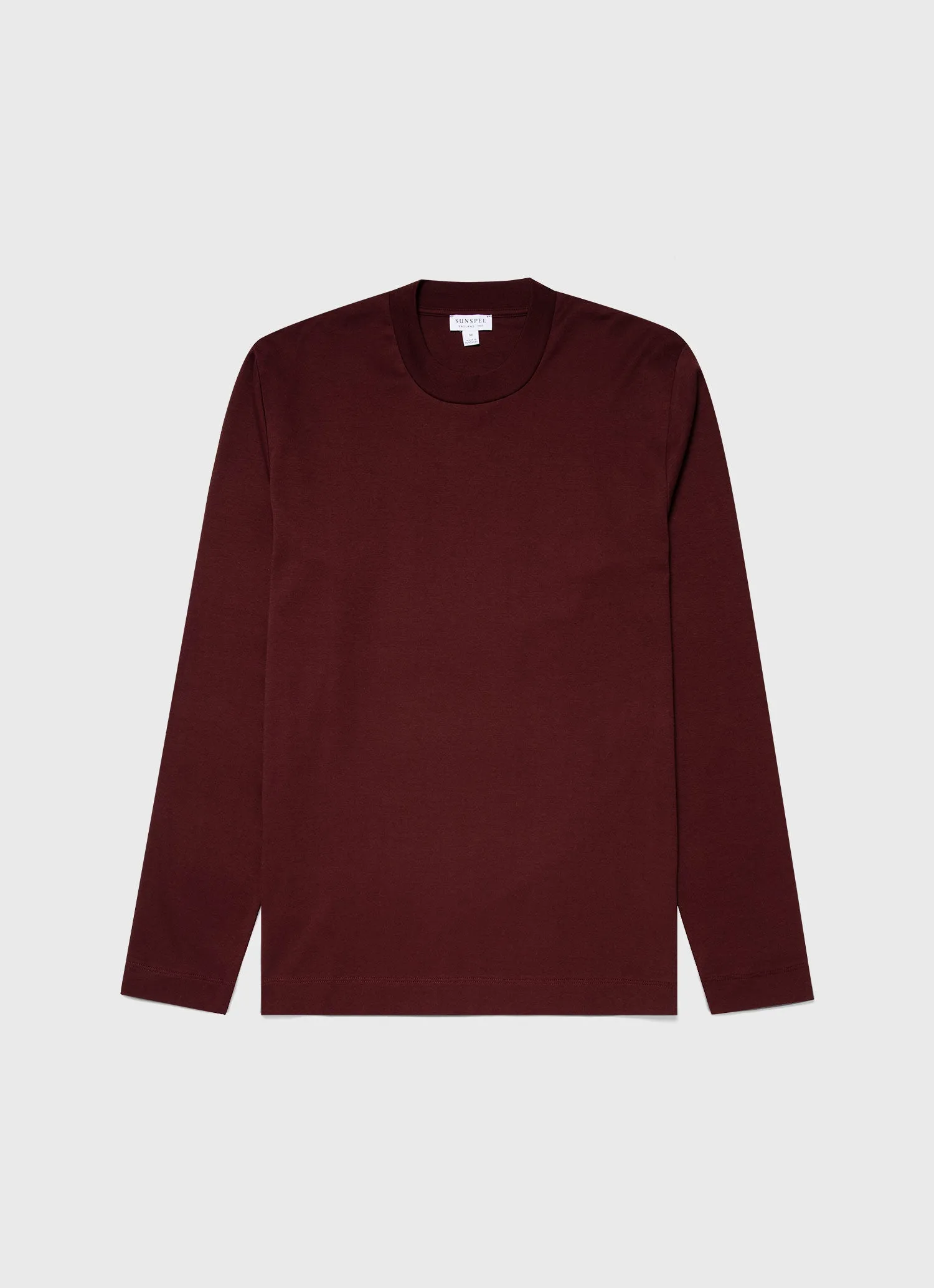 Men's Brushed Cotton Long Sleeve T-shirt in Maroon sold by Sunspel