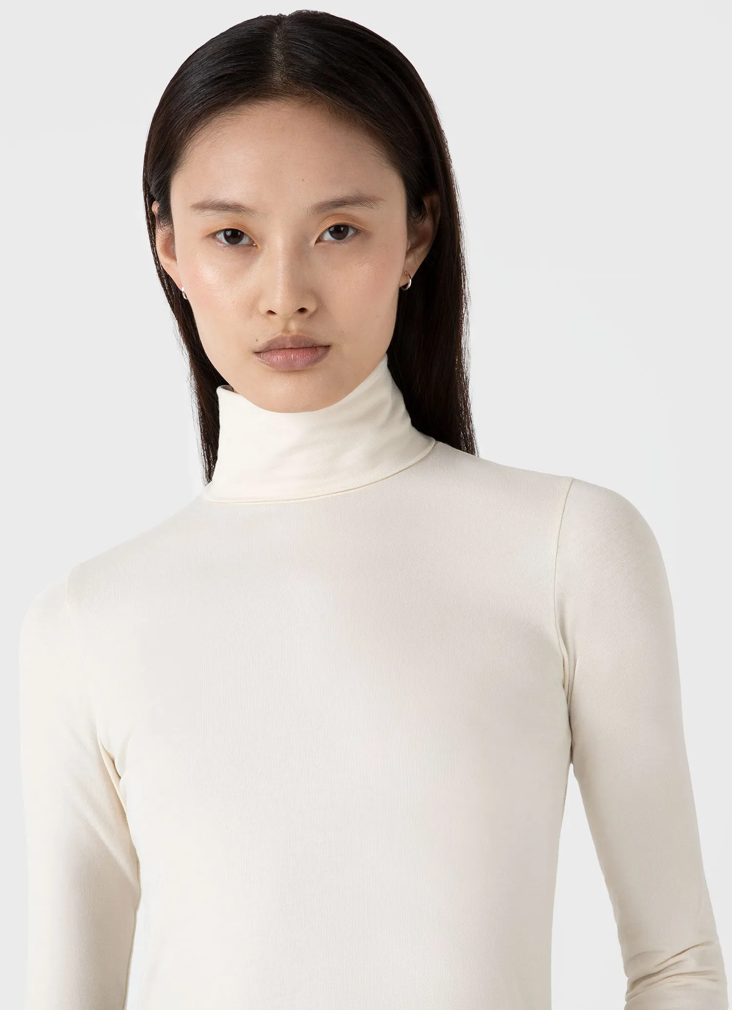 Women's Long Sleeve Roll Neck Top in Ecru sold by Sunspel product image thumbnail 4