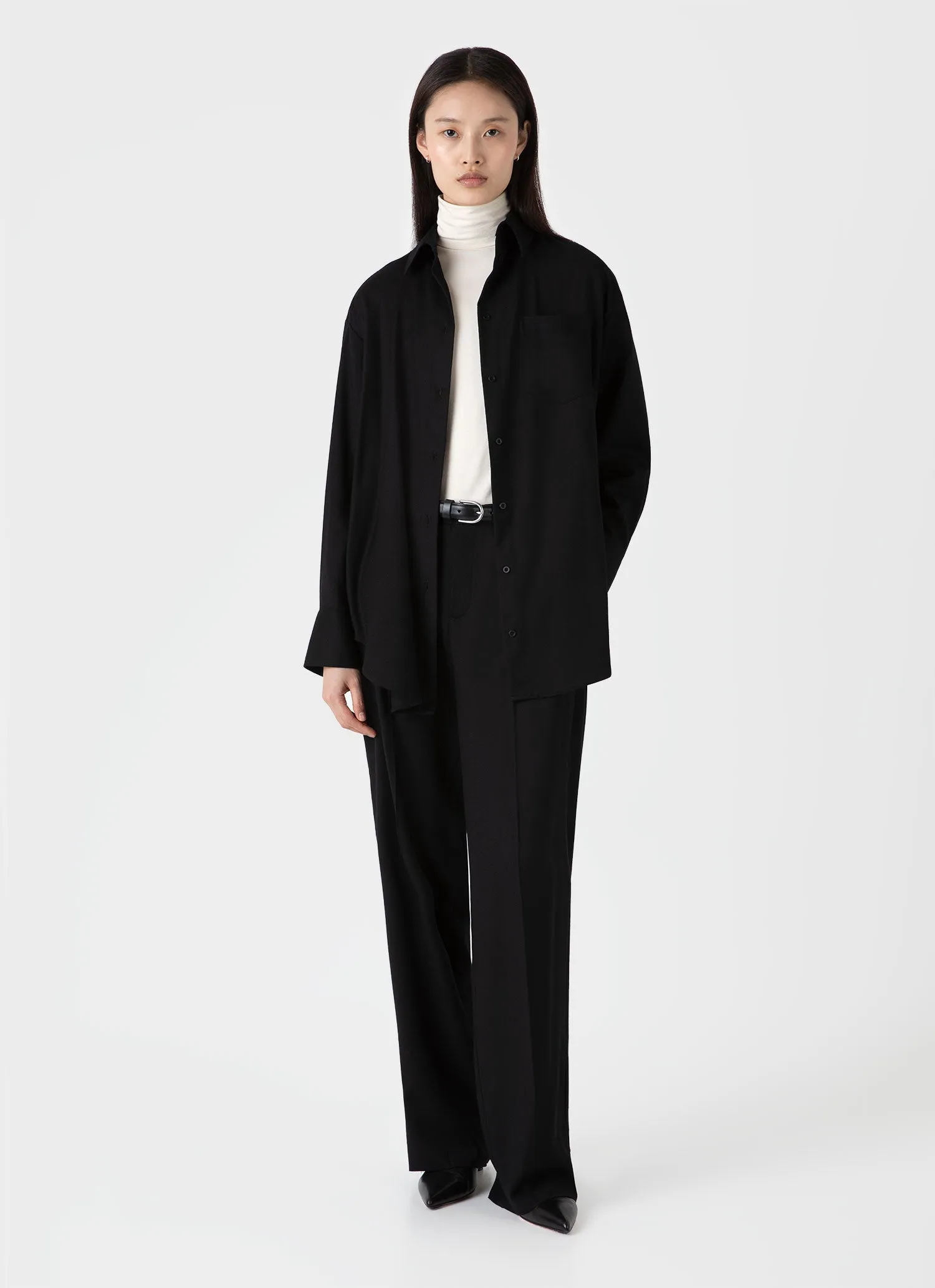 Women's Long Sleeve Roll Neck Top in Ecru sold by Sunspel product image thumbnail 2