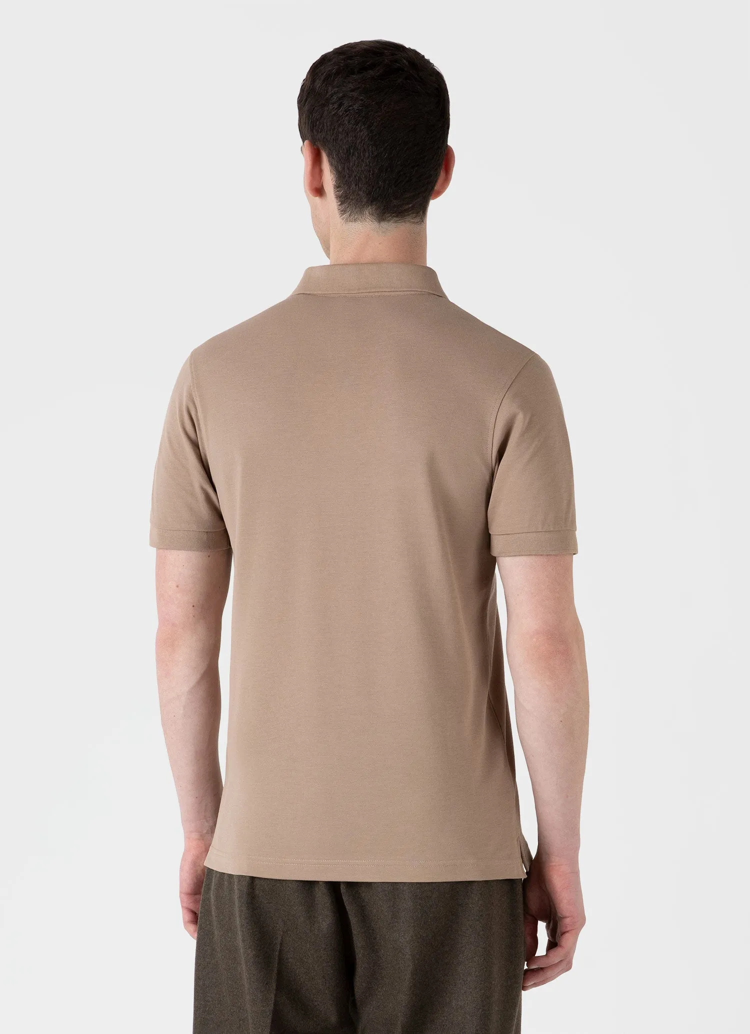 Men's Piqué Polo Shirt in Sandstone sold by Sunspel product image thumbnail 5