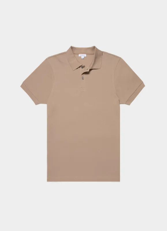 Men's Piqué Polo Shirt in Sandstone sold by Sunspel
