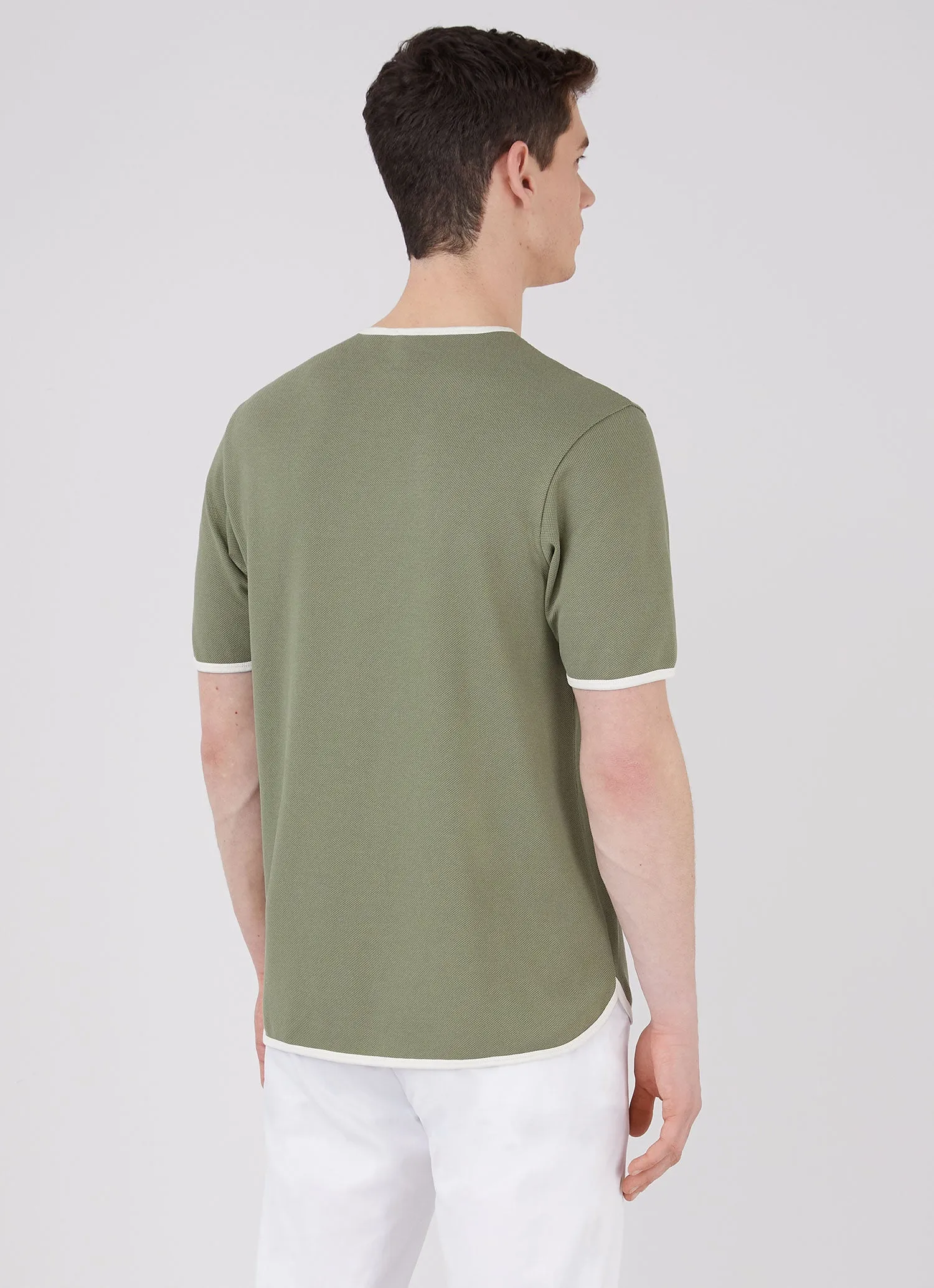 Men's Paul Weller College Henley in Dark Sage sold by Sunspel product image thumbnail 5