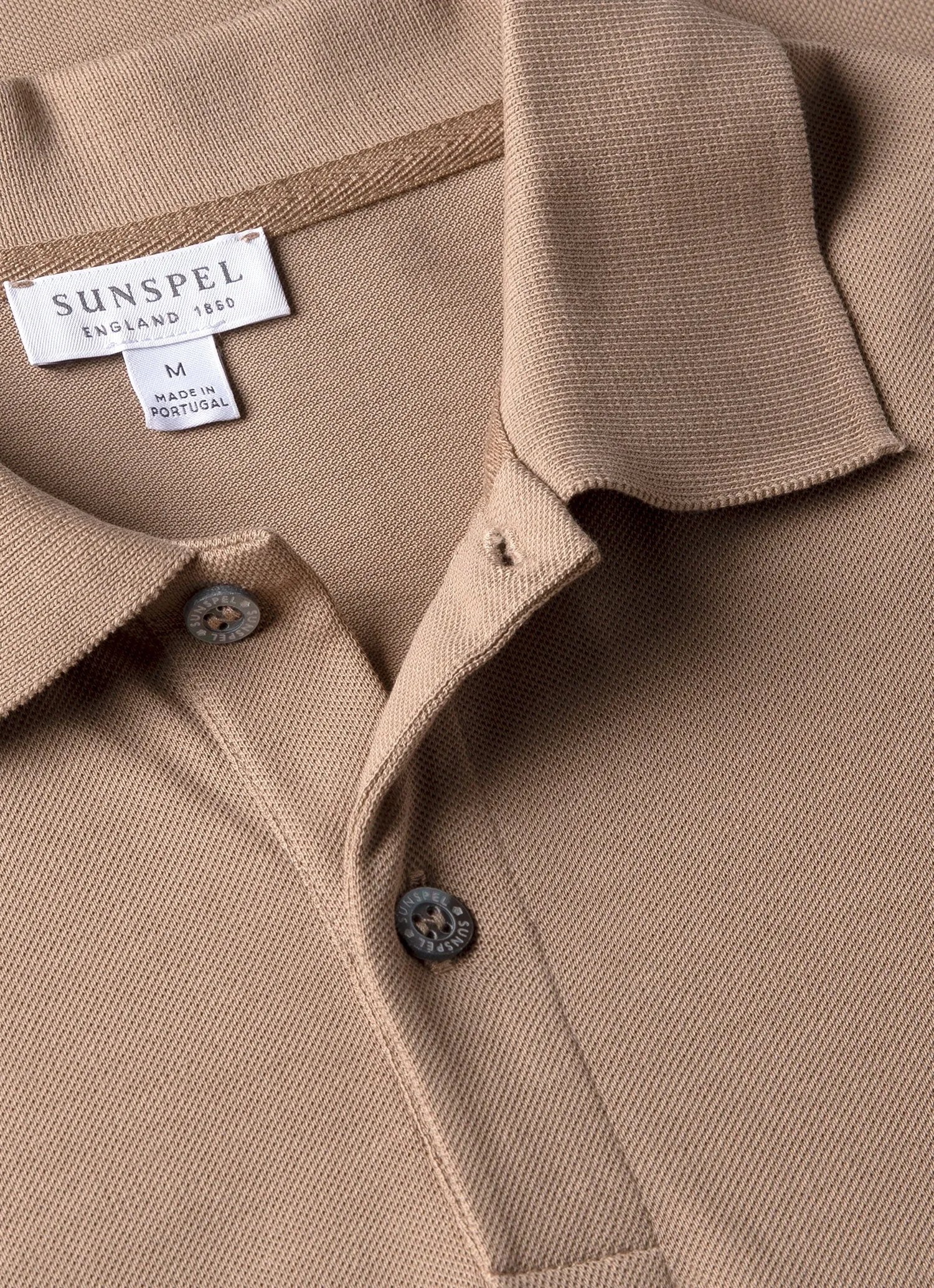 Men's Piqué Polo Shirt in Sandstone sold by Sunspel product image thumbnail 4