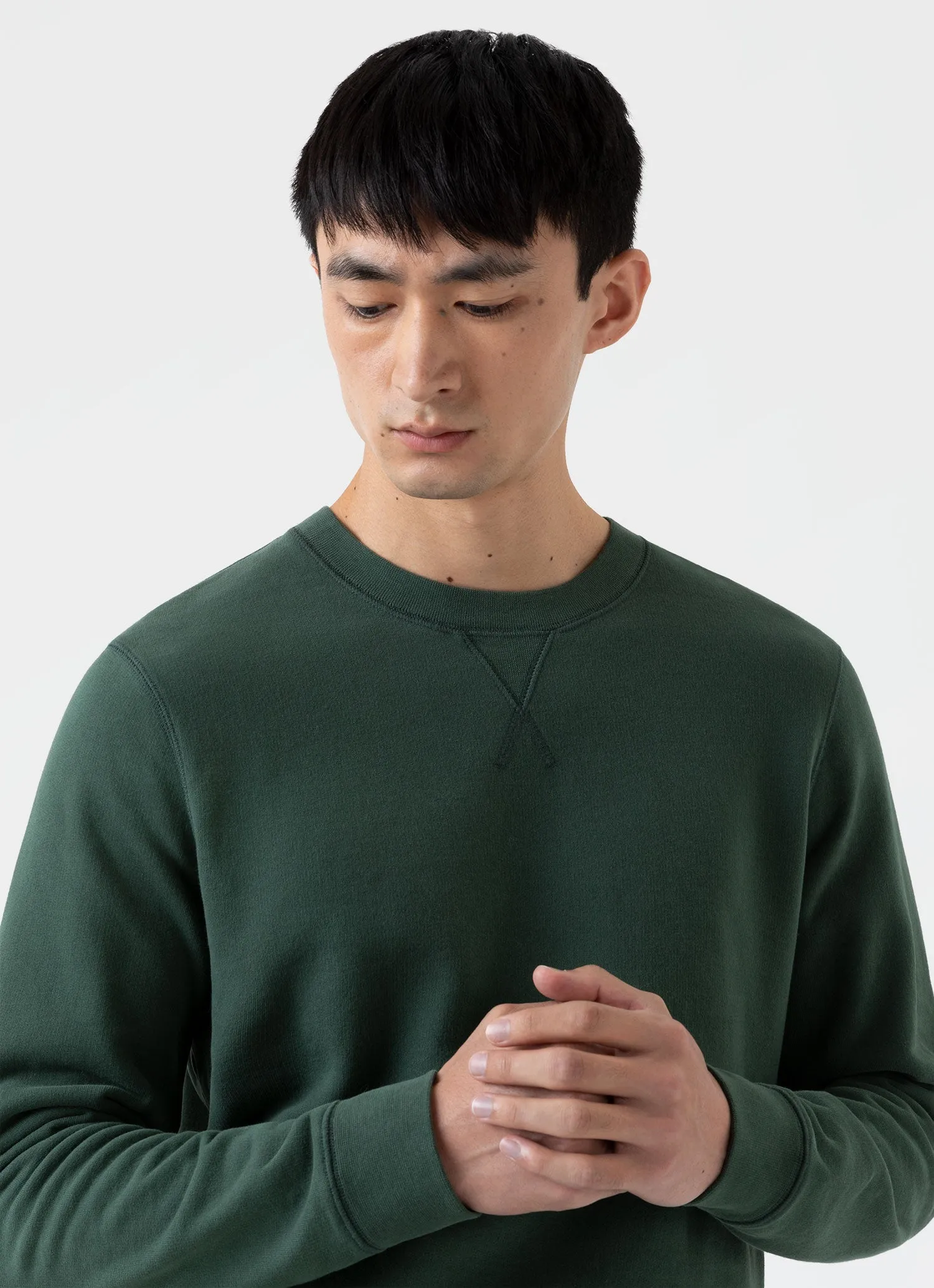 Men's Loopback Sweatshirt in Dark Green sold by Sunspel product image thumbnail 5