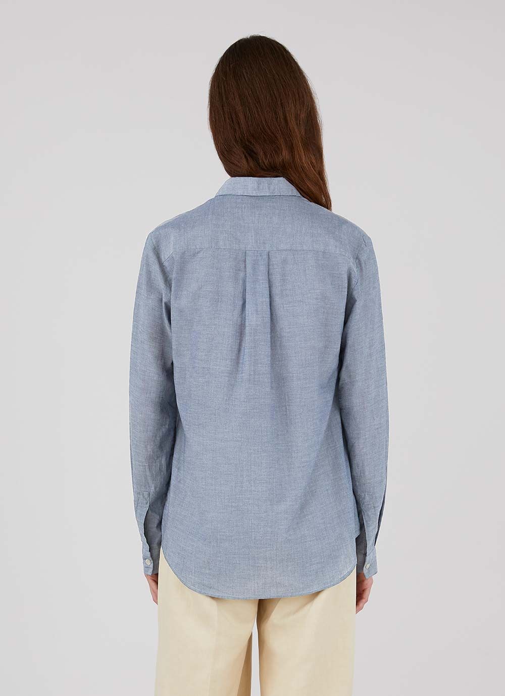 Women's Linen Shirt in Blue Melange sold by Sunspel product image thumbnail 3
