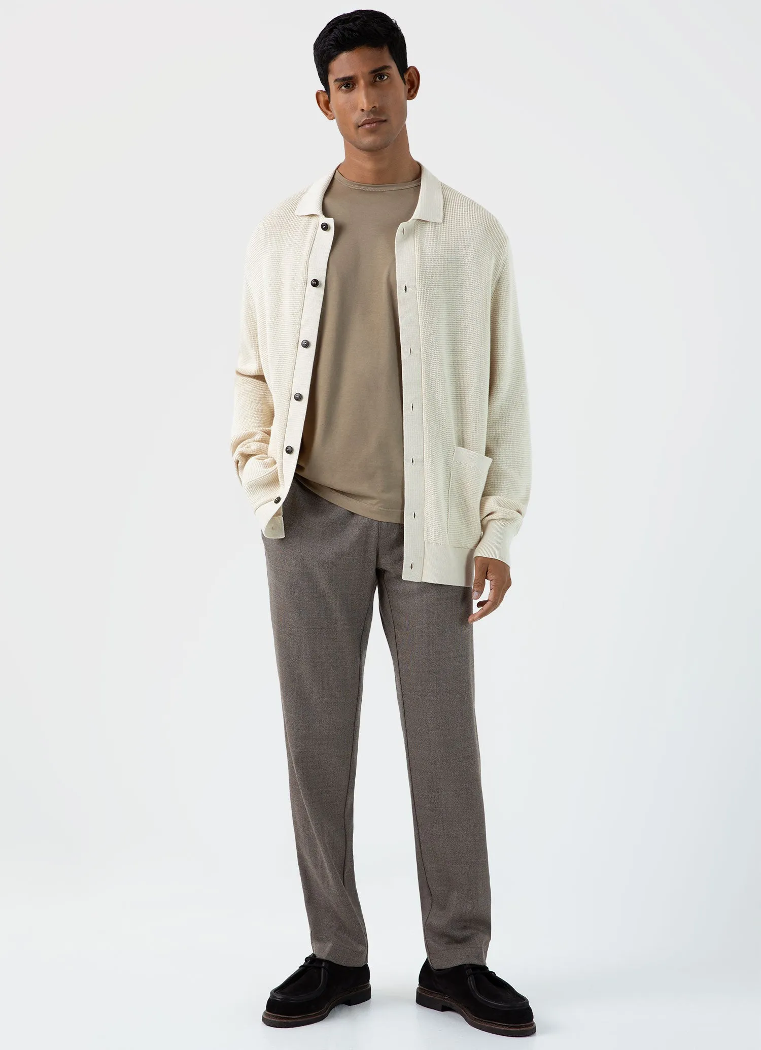 Men's Waffle Stitch Jacket in Ecru sold by Sunspel product image thumbnail 3