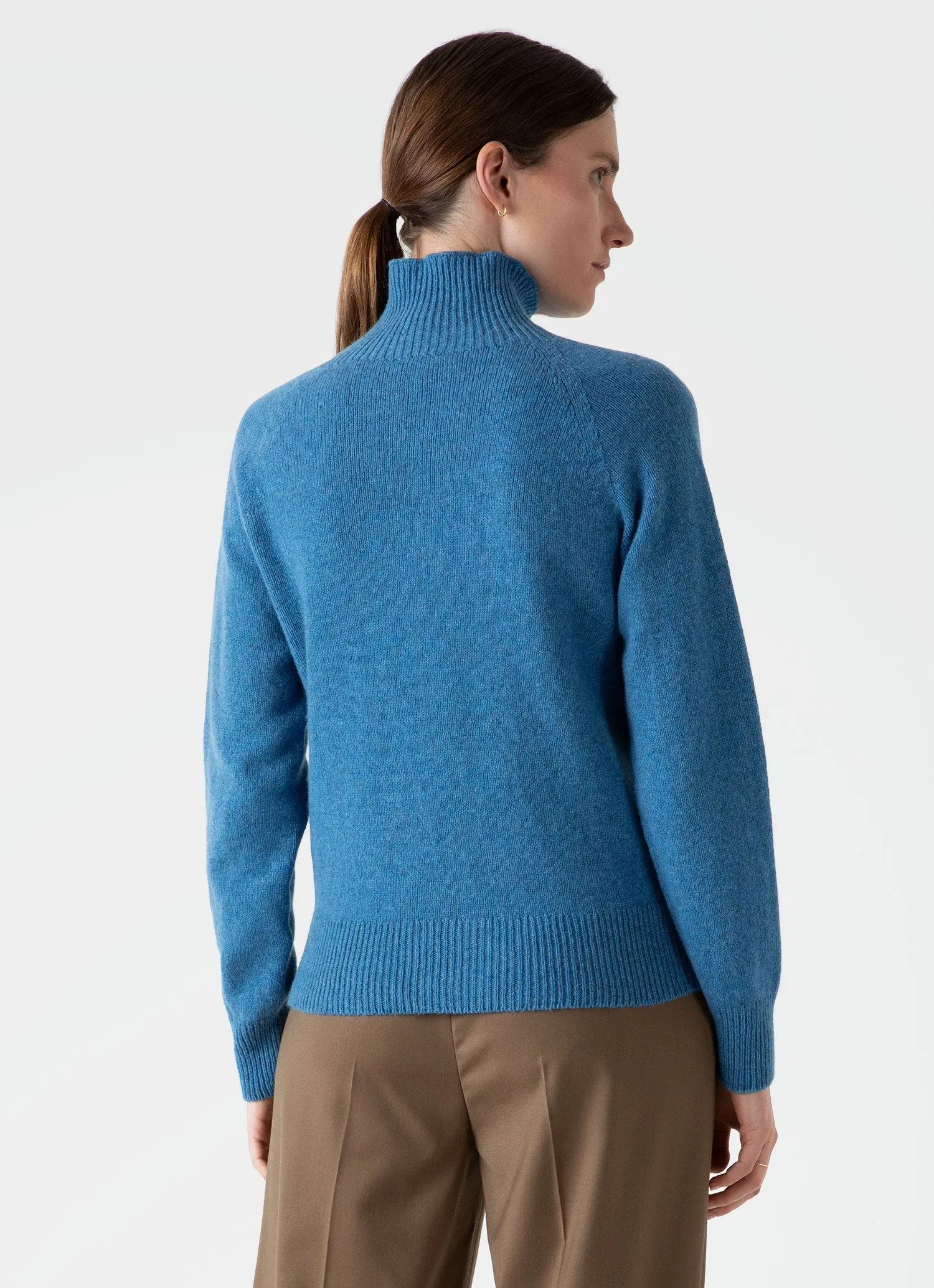Women's Lambswool Funnel Neck Jumper in Blue Jean sold by Sunspel product image thumbnail 4