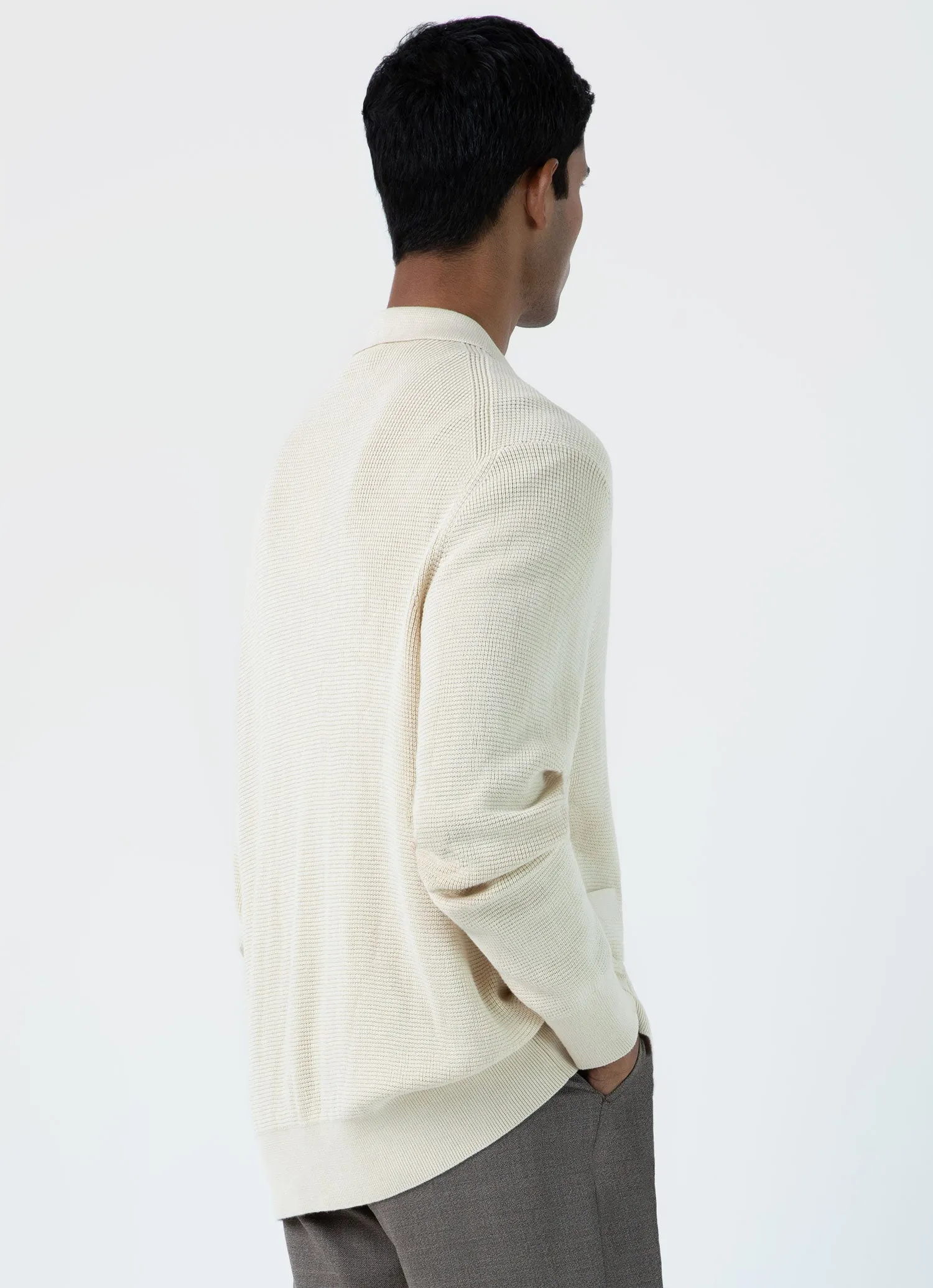 Men's Waffle Stitch Jacket in Ecru sold by Sunspel product image thumbnail 5