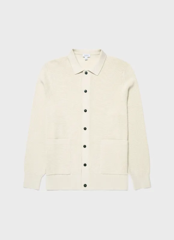 Men's Waffle Stitch Jacket in Ecru sold by Sunspel