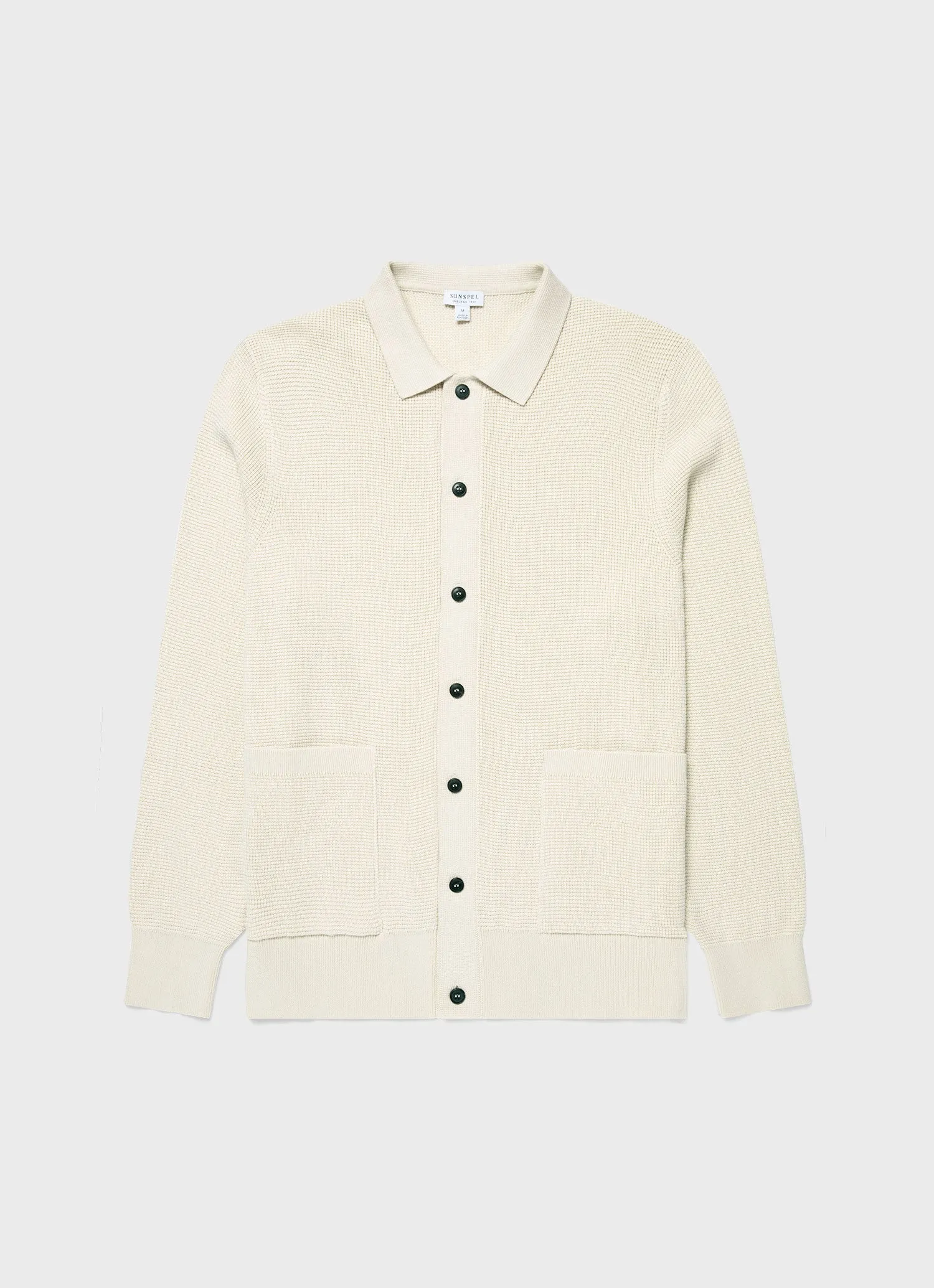 Men's Waffle Stitch Jacket in Ecru sold by Sunspel