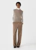 Women's Cable Knit Vest in Camel Twist sold by Sunspel