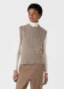 Women's Cable Knit Vest in Camel Twist sold by Sunspel