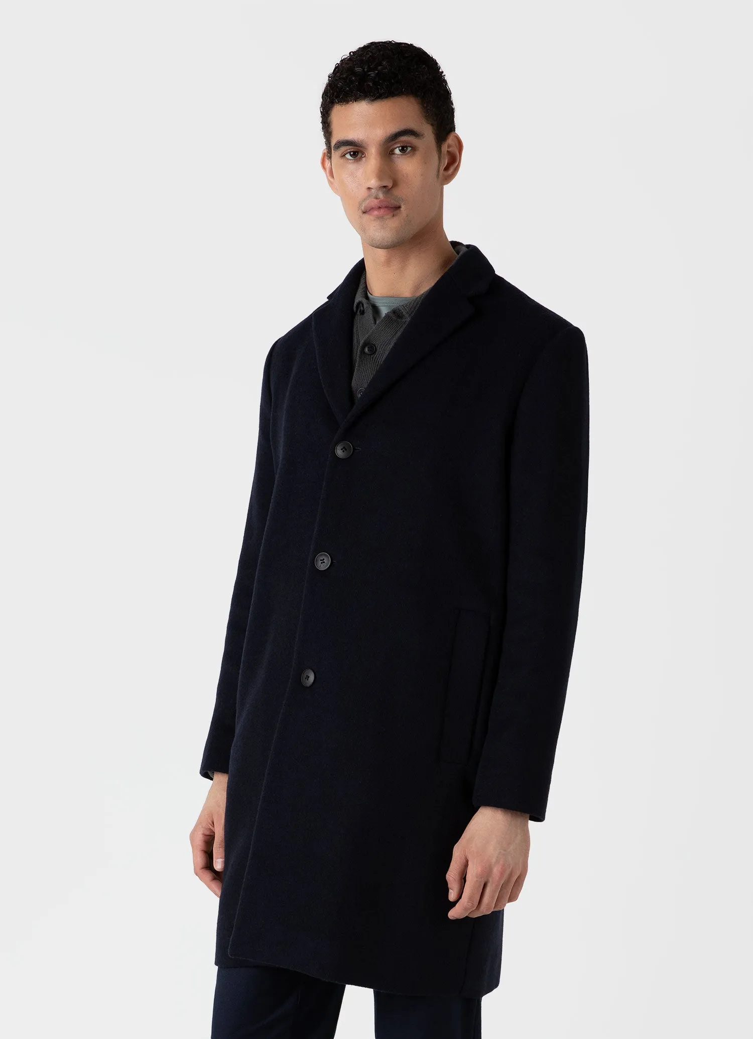 Men's Double Faced Overcoat in Navy sold by Sunspel product image thumbnail 2