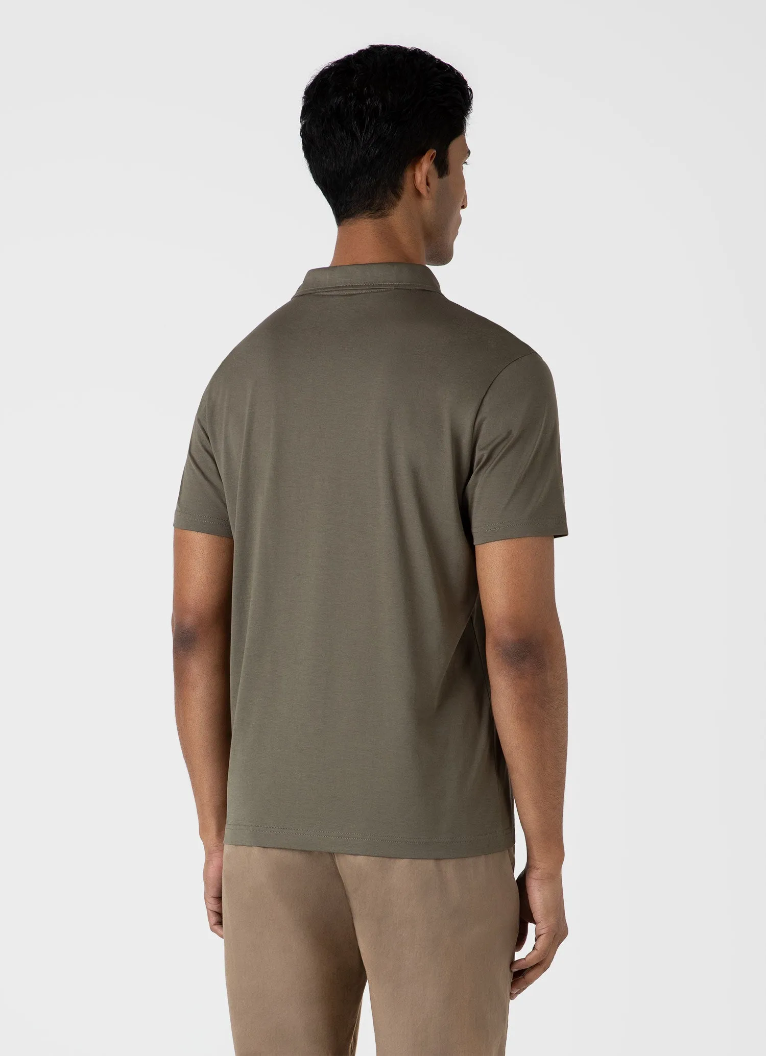Men's Jersey Classic Polo Shirt in Khaki sold by Sunspel product image thumbnail 5