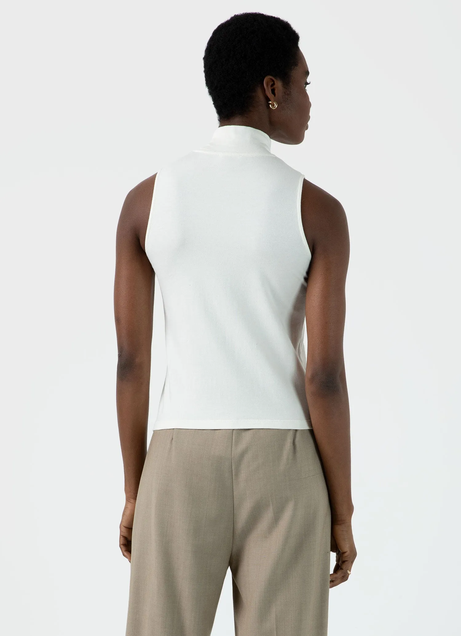 Women's Sleeveless High Neck Top in Ecru sold by Sunspel product image thumbnail 4