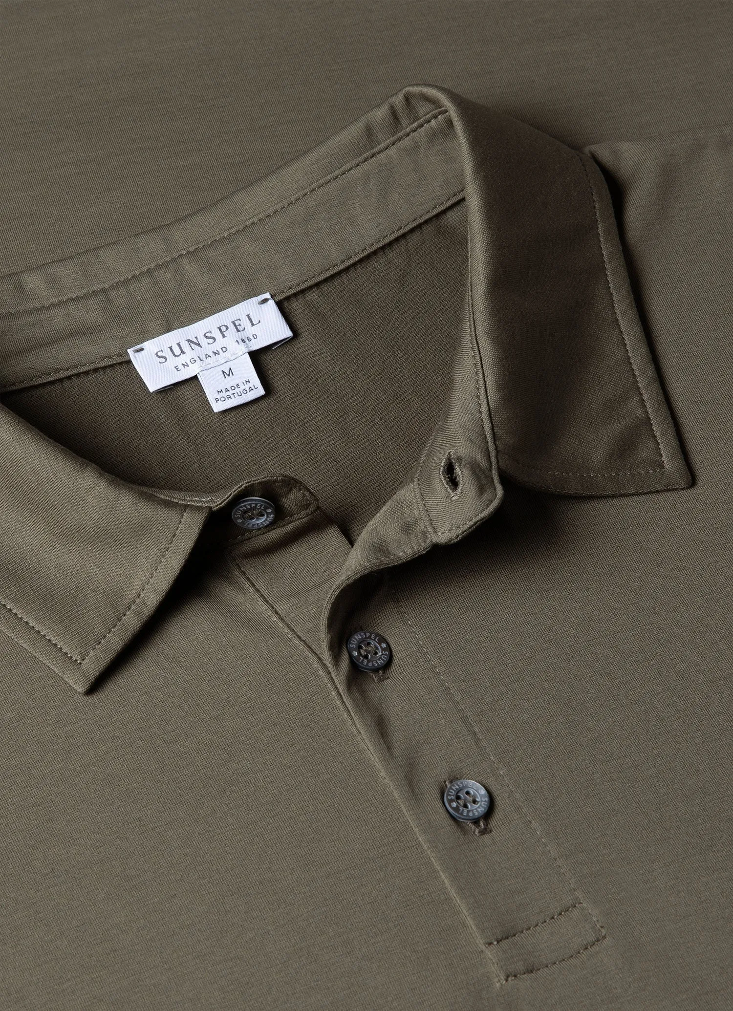 Men's Jersey Classic Polo Shirt in Khaki sold by Sunspel product image thumbnail 4
