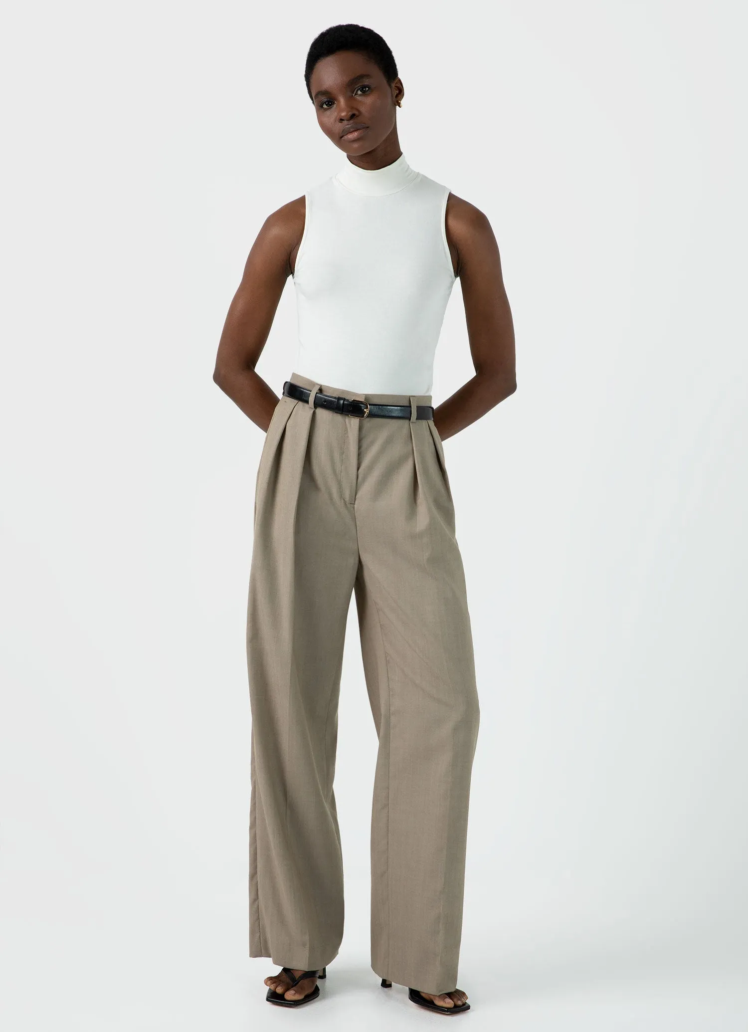 Women's Sleeveless High Neck Top in Ecru sold by Sunspel product image thumbnail 3