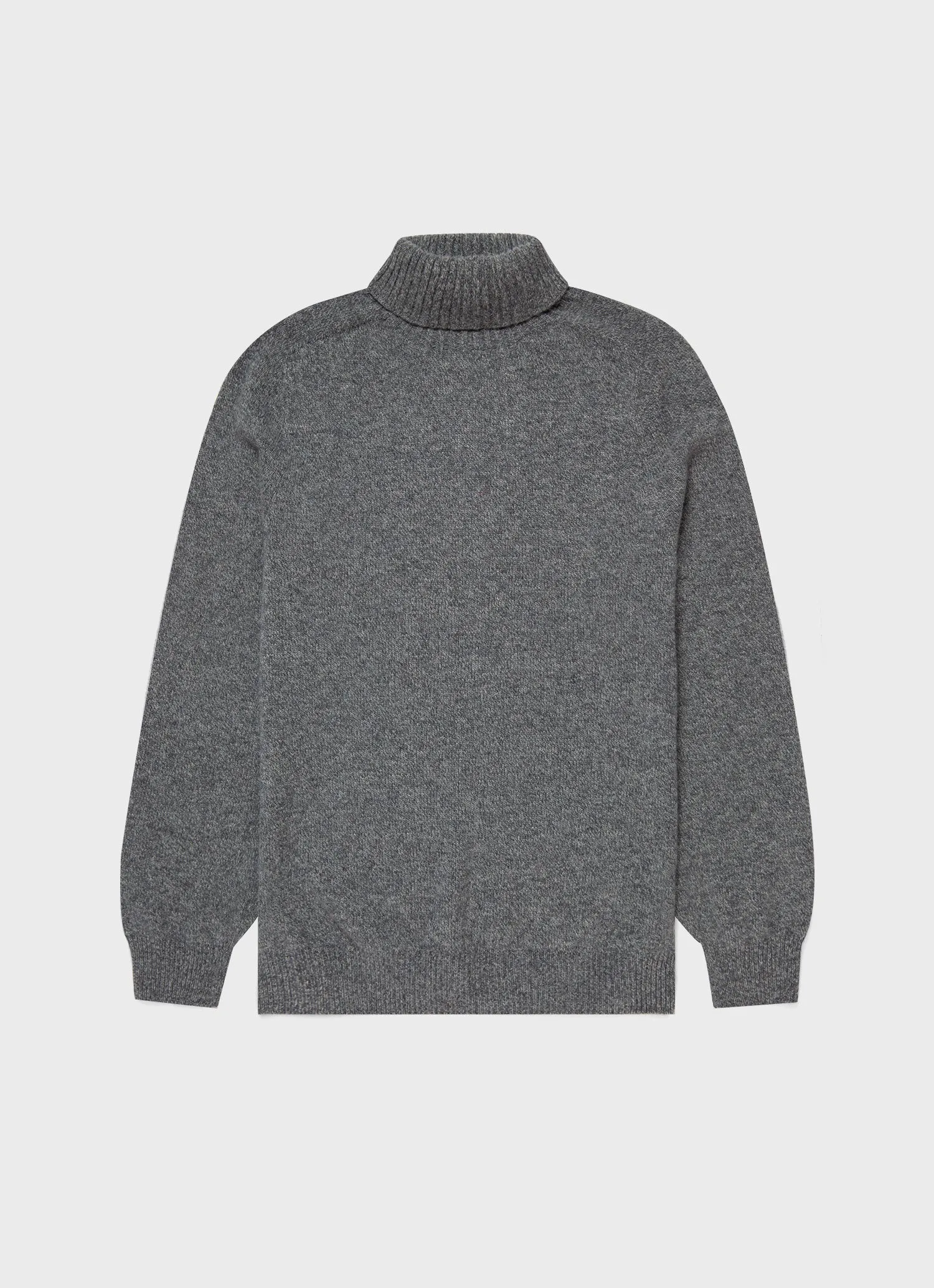Men's Lambswool Roll Neck in Mid Grey Melange sold by Sunspel