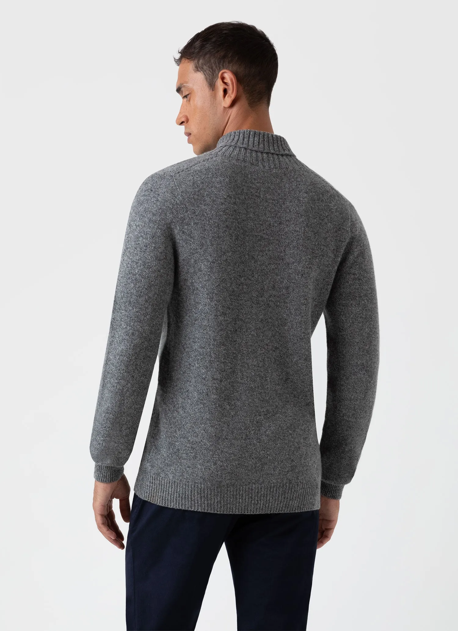 Men's Lambswool Roll Neck in Mid Grey Melange sold by Sunspel product image thumbnail 5