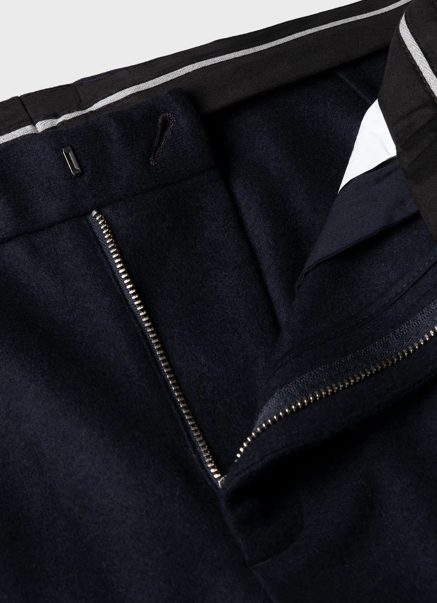 Men's Pleated Boiled Wool Trouser in Navy sold by Sunspel product image thumbnail 4