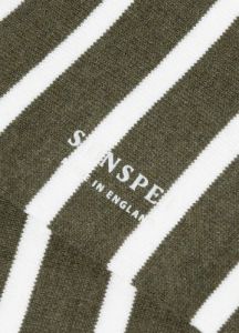 Men's Cotton Socks in Hunter Green/Ecru Breton Stripe sold by Sunspel