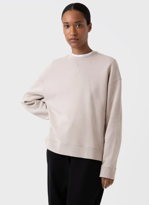 Women's Relaxed Loopback Sweatshirt in Light Sand sold by Sunspel