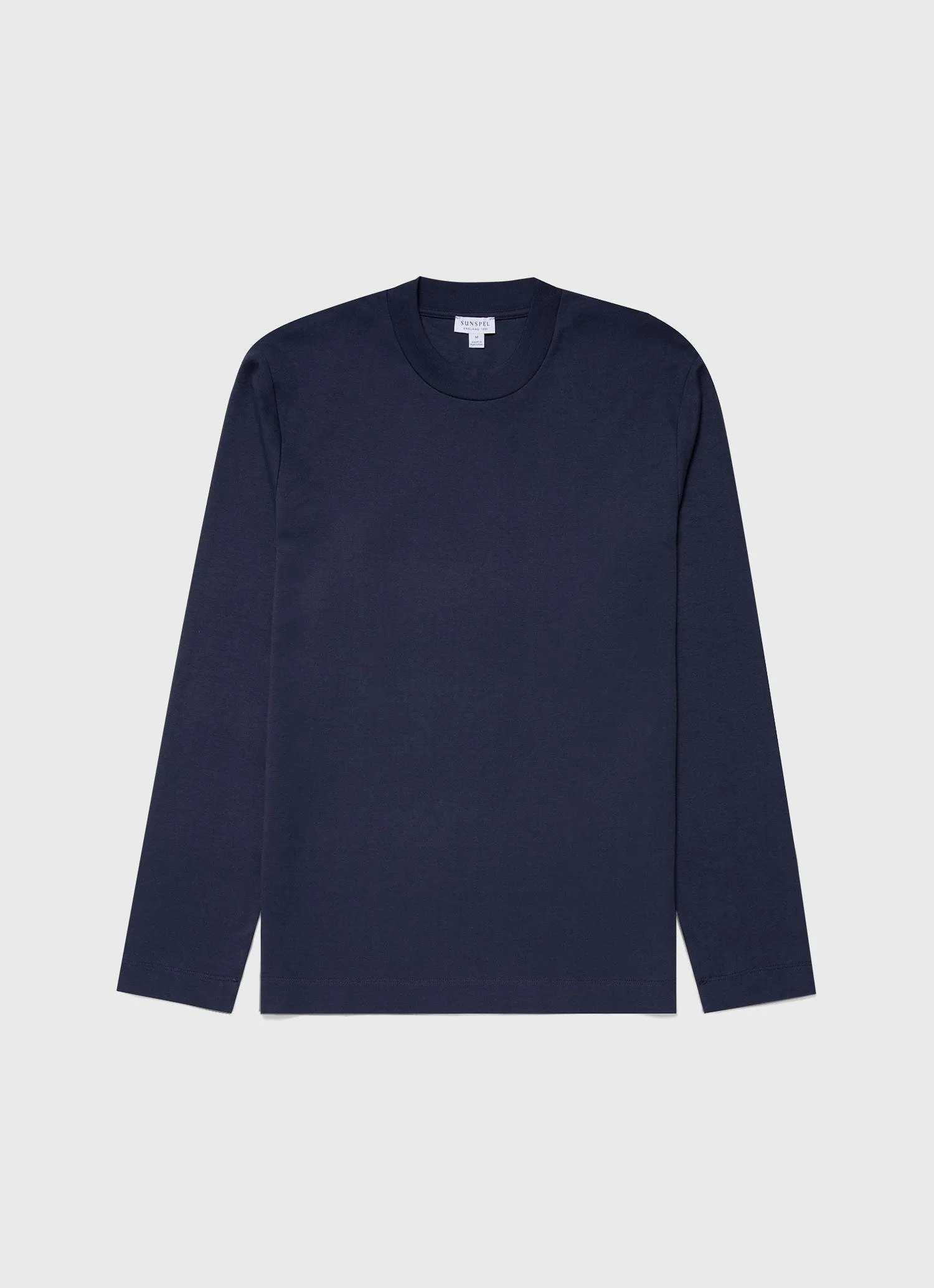 Men's Brushed Cotton Long Sleeve T-shirt in Navy sold by Sunspel