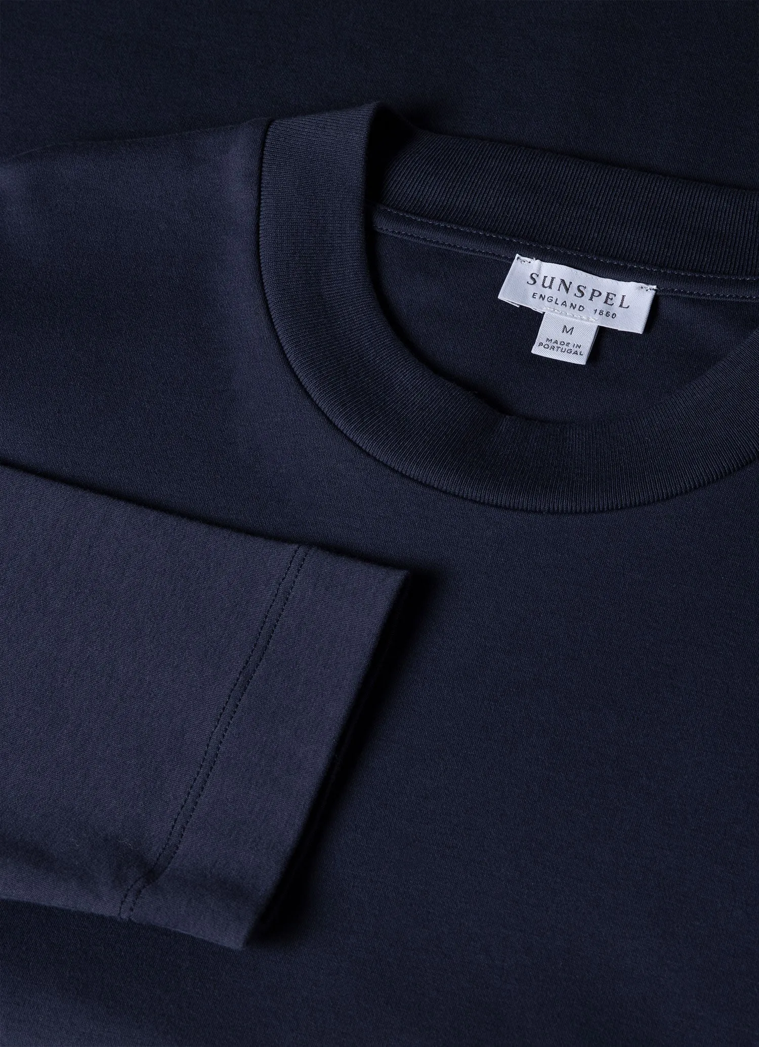 Men's Brushed Cotton Long Sleeve T-shirt in Navy sold by Sunspel product image thumbnail 4