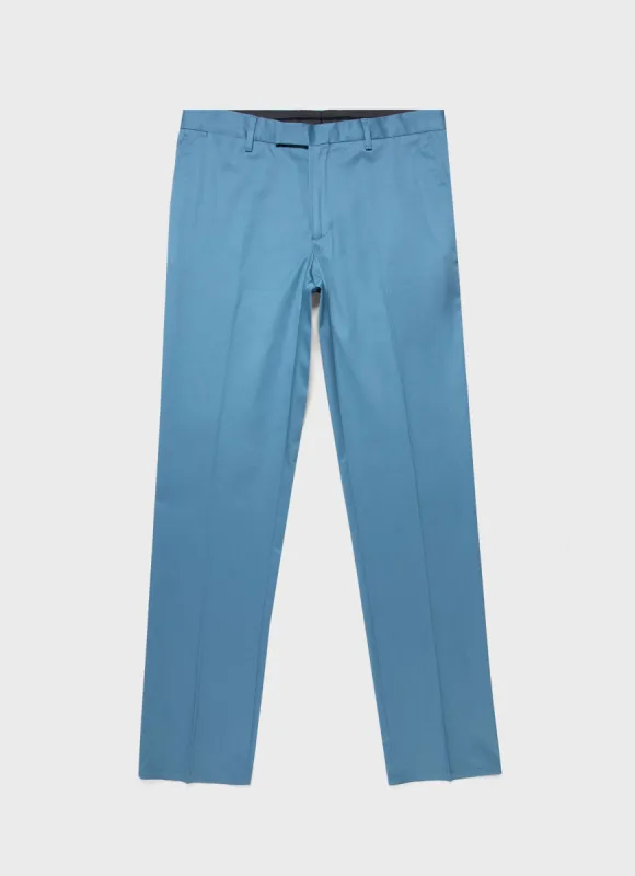 Men's Paul Weller Trouser in Petrol Blue made by Sunspel
