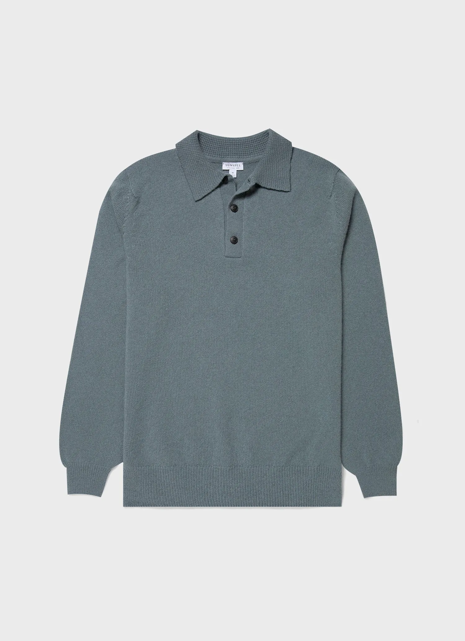 Men's Lambswool Polo Shirt in Smoke Green sold by Sunspel
