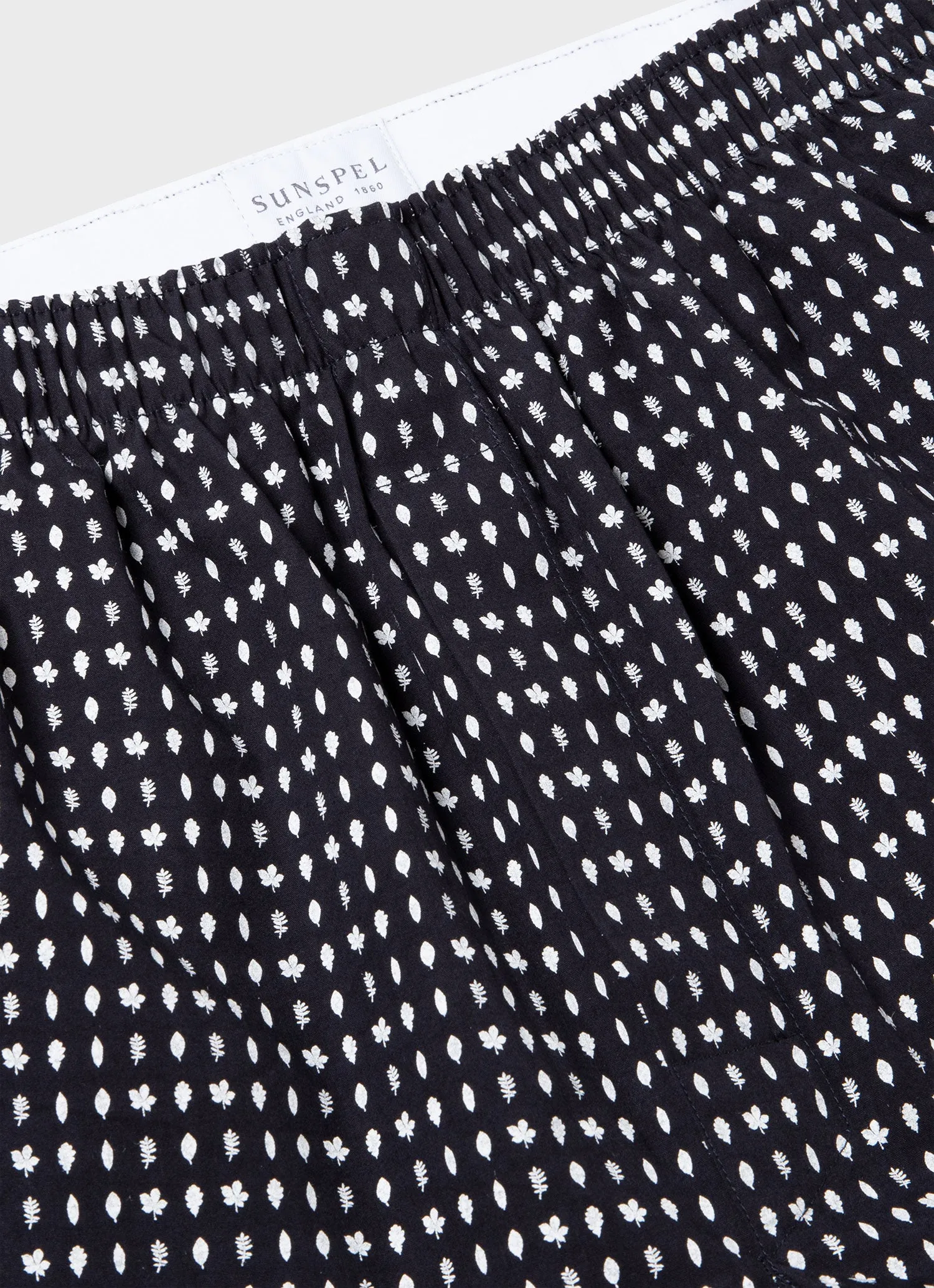 Men's Classic Print Boxer Shorts in Navy/White Leaf Print sold by Sunspel product image thumbnail 4