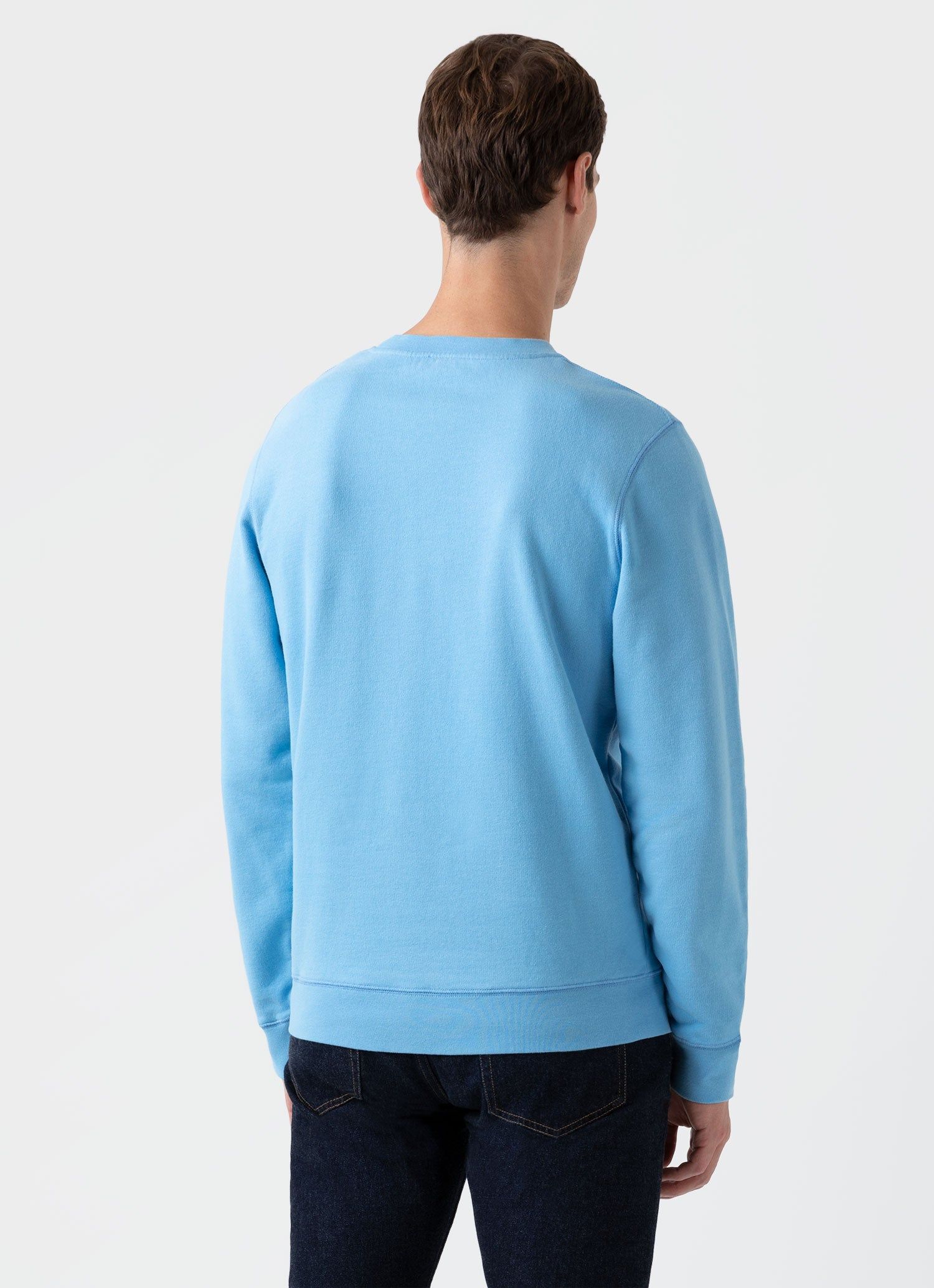 Men's Loopback Sweatshirt in Cyan Blue sold by Sunspel product image thumbnail 4