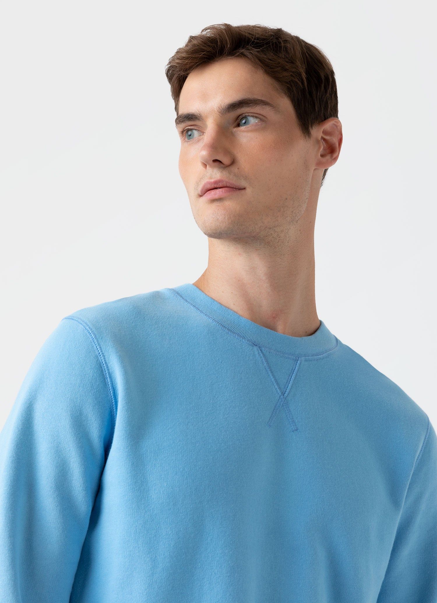 Men's Loopback Sweatshirt in Cyan Blue sold by Sunspel product image thumbnail 5