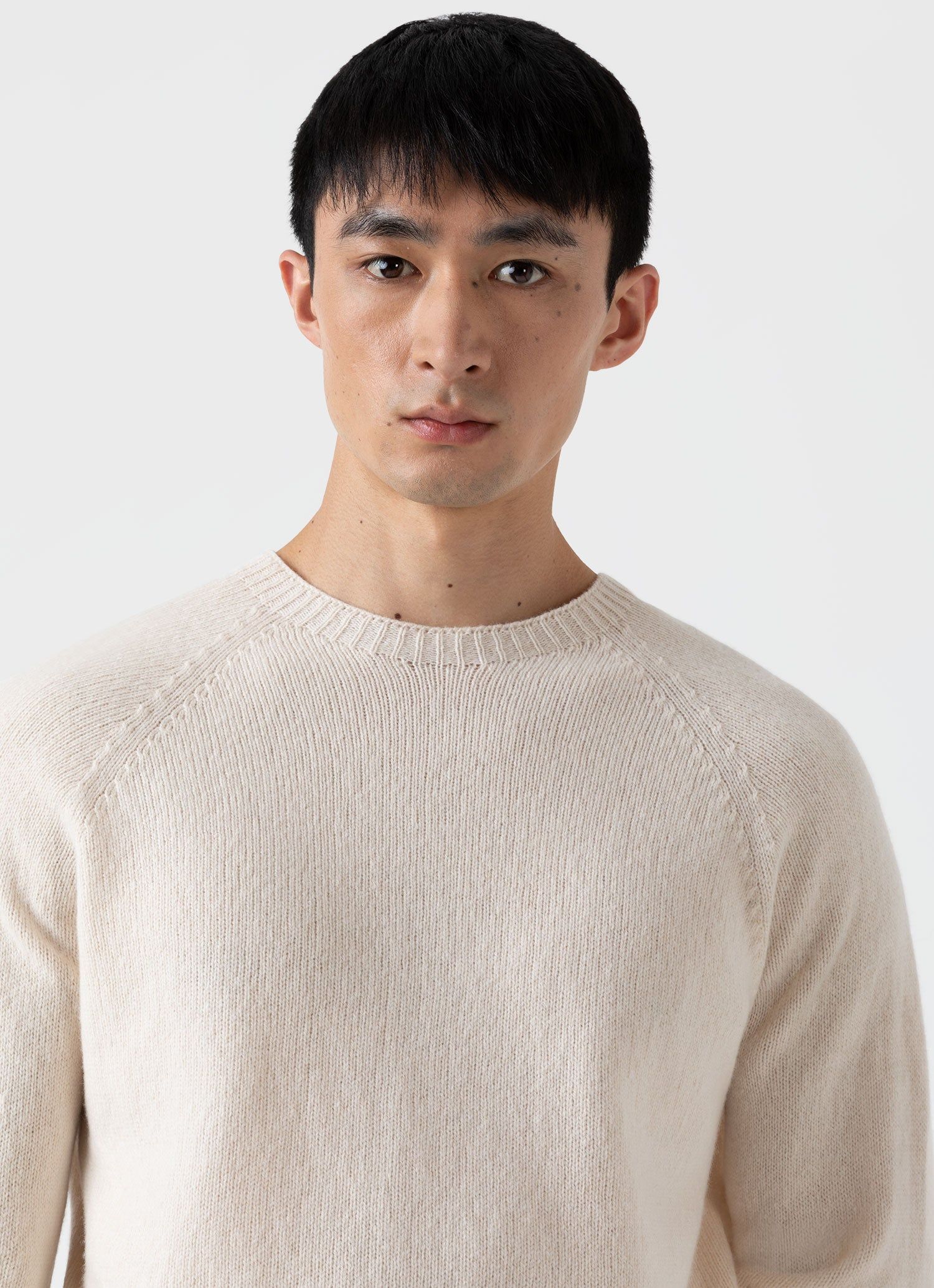 Men's Lambswool Crew Neck Jumper in Ecru sold by Sunspel product image thumbnail 2
