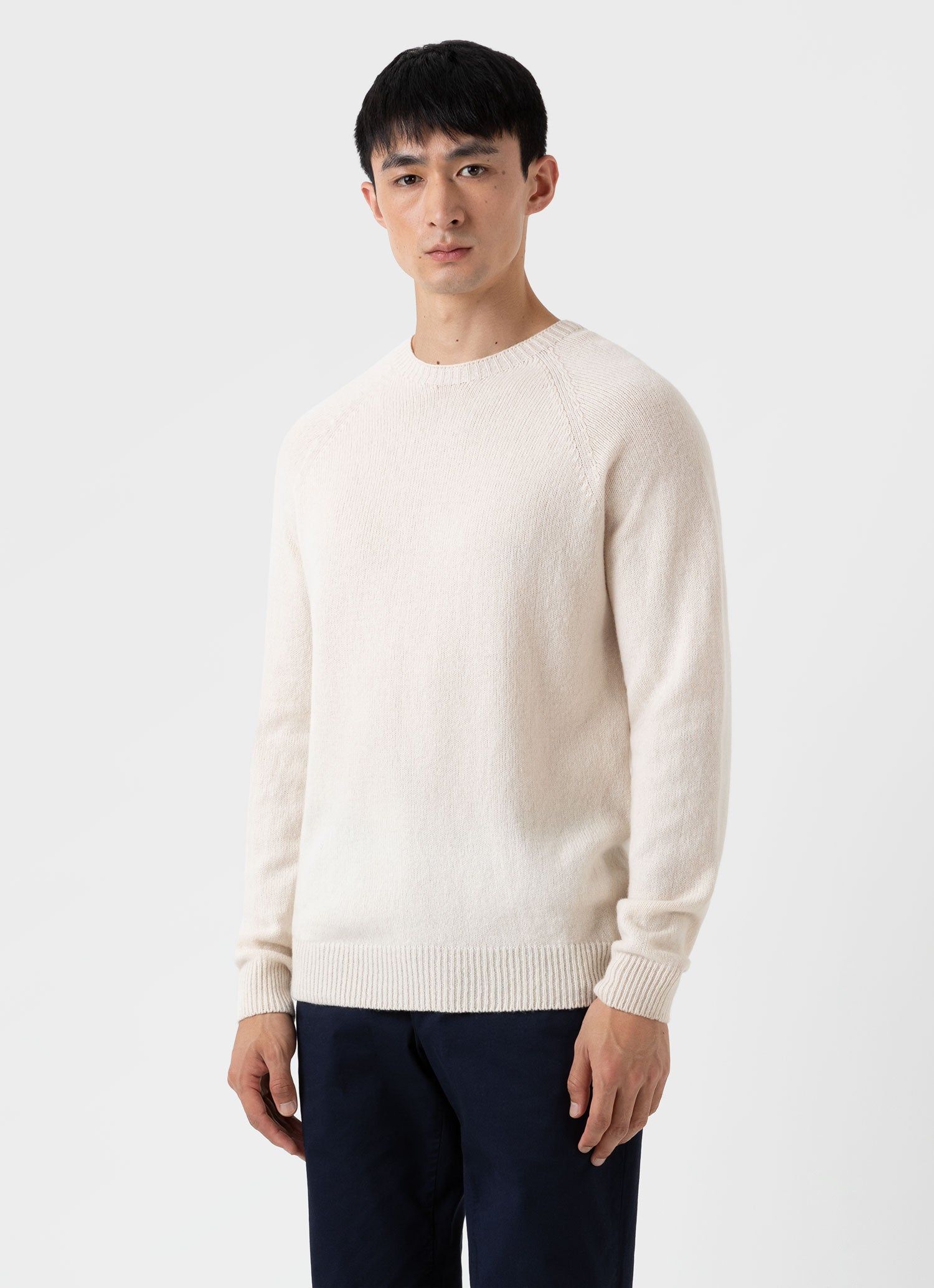 Men's Lambswool Crew Neck Jumper in Ecru sold by Sunspel product image thumbnail 6