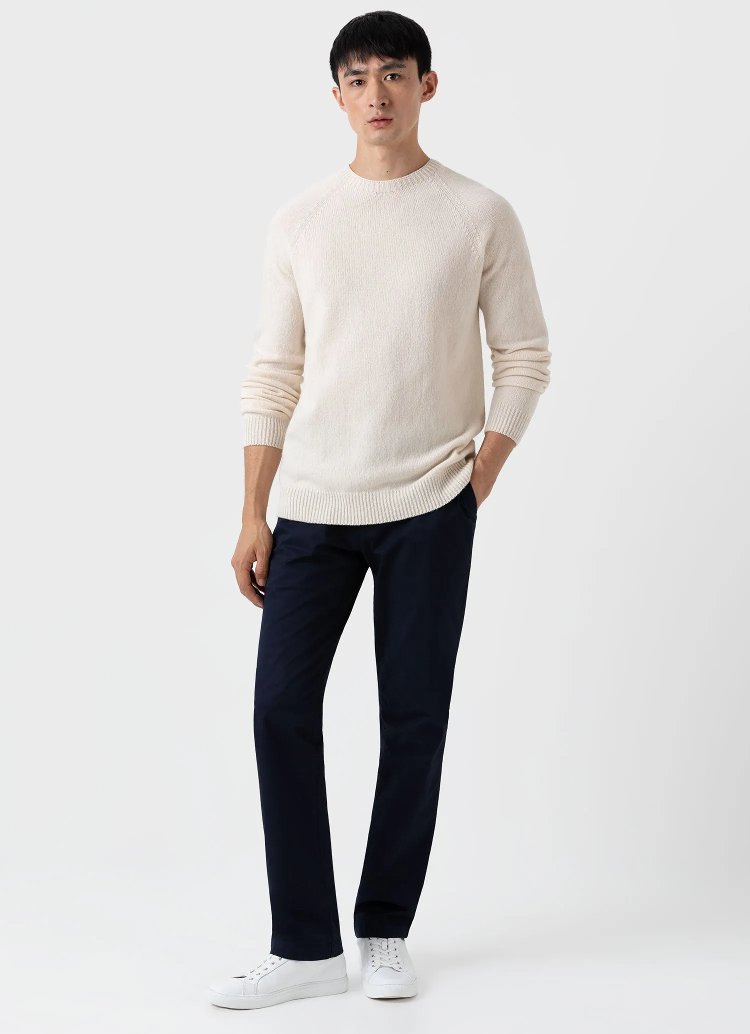 Men's Lambswool Crew Neck Jumper in Ecru sold by Sunspel product image thumbnail 3