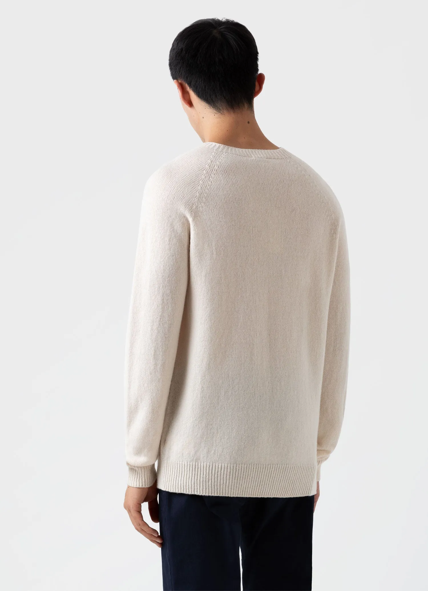 Men's Lambswool Crew Neck Jumper in Ecru sold by Sunspel product image thumbnail 5