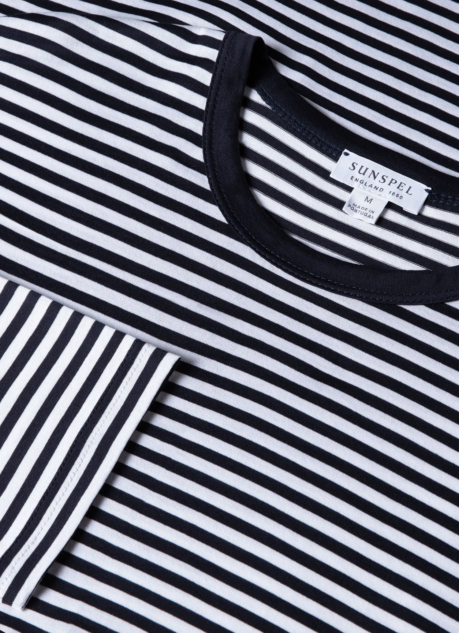 Men's Classic Long Sleeve T-shirt in Navy/White English Stripe sold by Sunspel product image thumbnail 4