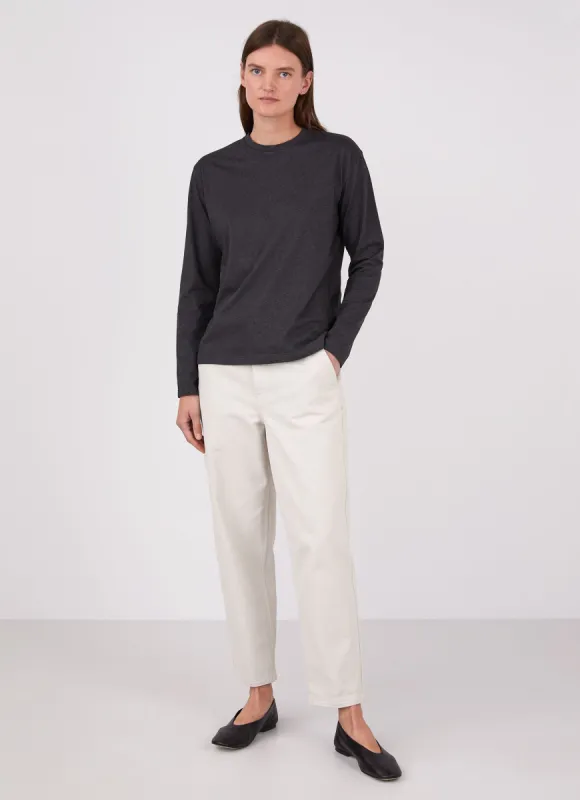 Women's Long Sleeve Boy Fit T-shirt in Charcoal Melange sold by Sunspel