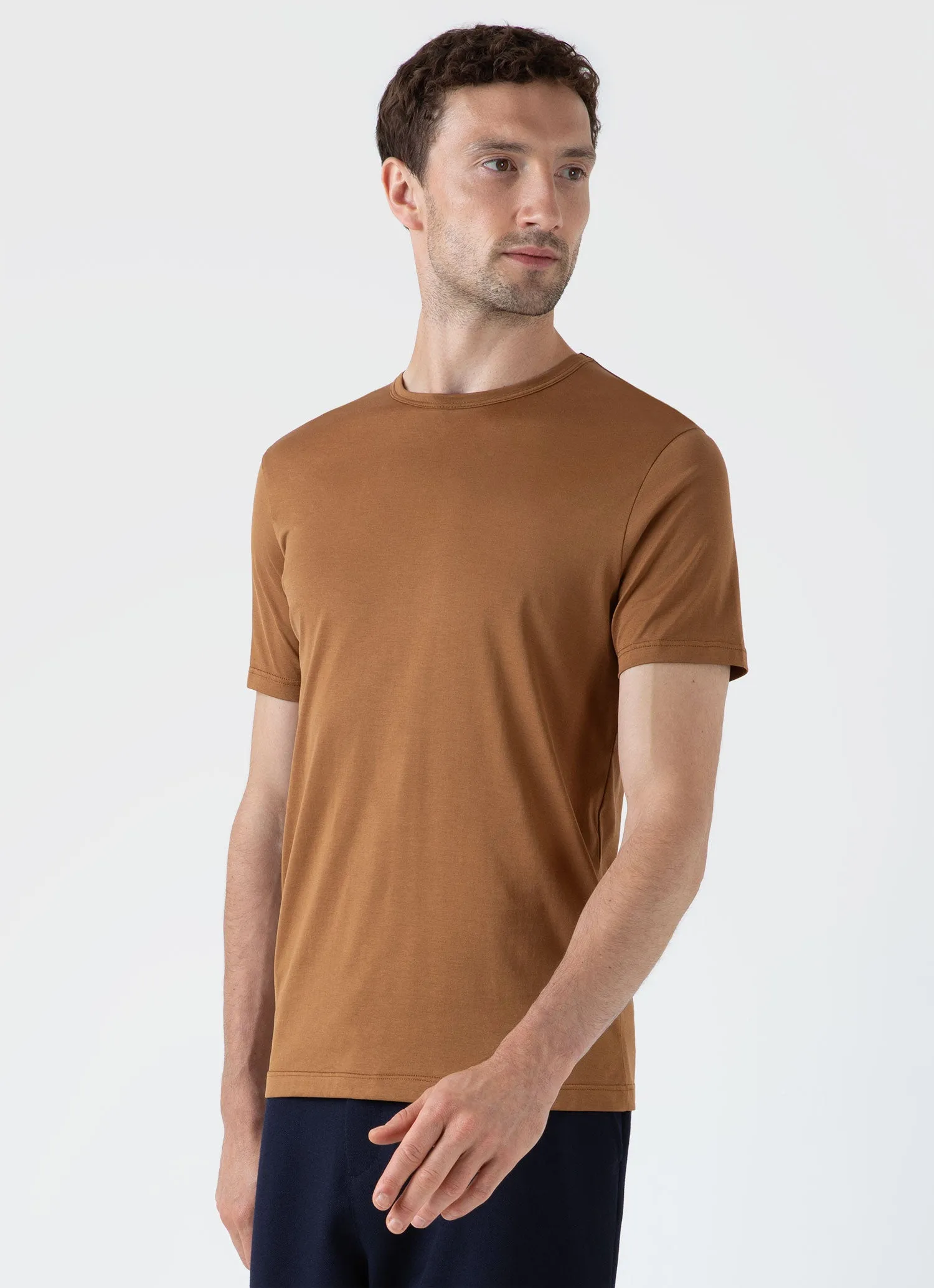 Men's Classic T-shirt in Dark Camel sold by Sunspel product image thumbnail 2