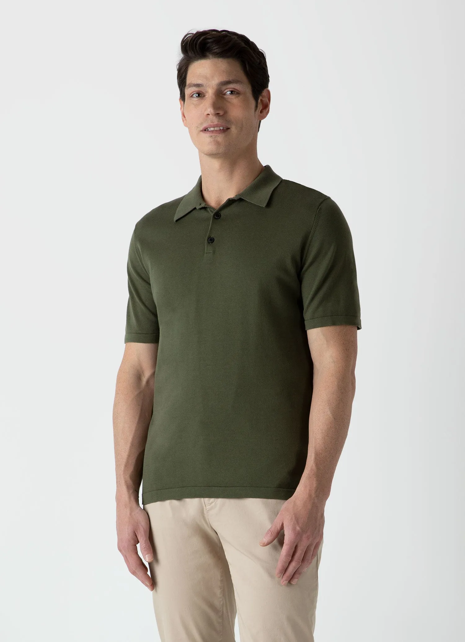 Men's Sea Island Cotton Polo Shirt in Hunter Green sold by Sunspel product image thumbnail 2
