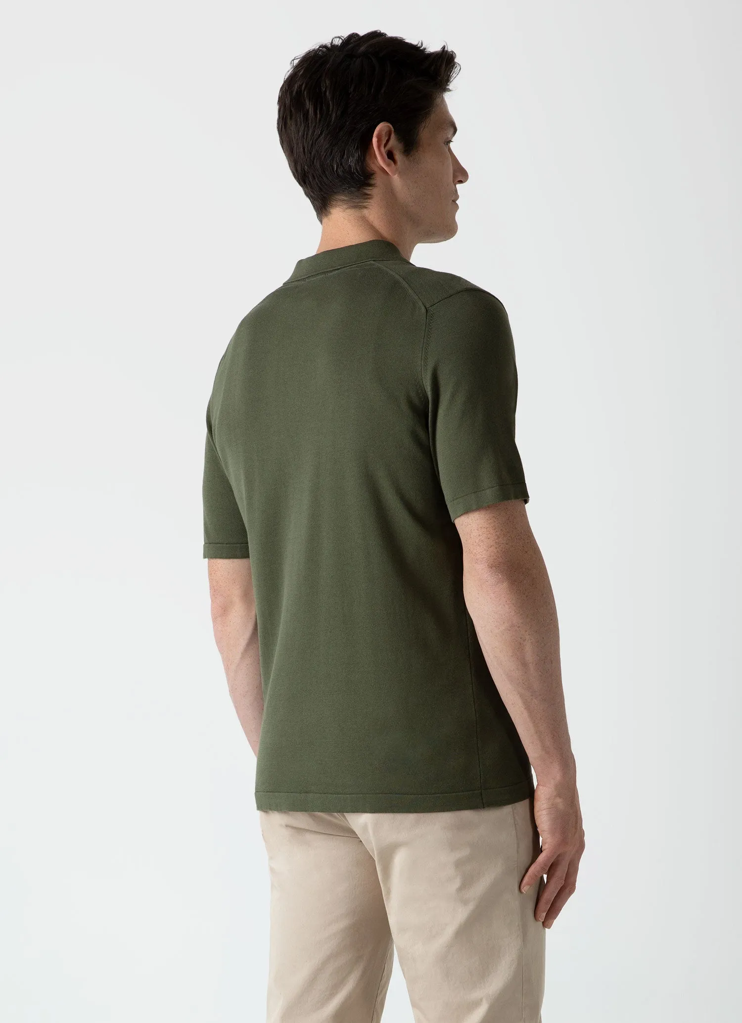Men's Sea Island Cotton Polo Shirt in Hunter Green sold by Sunspel product image thumbnail 4