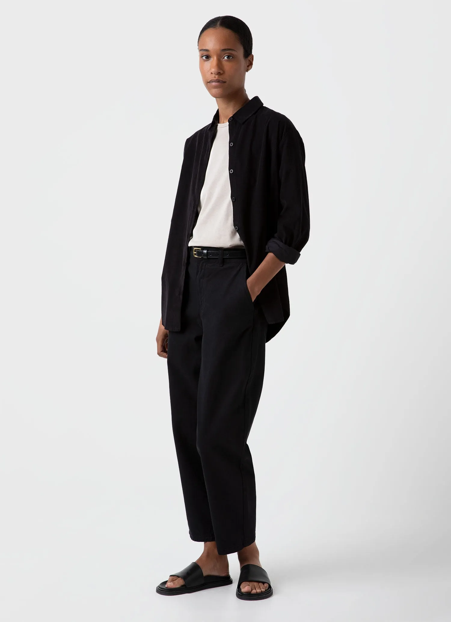 Women's Corduroy Shirt in Black sold by Sunspel product image thumbnail 3