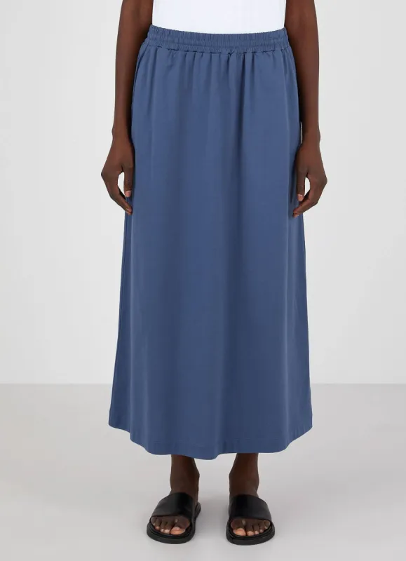 Women's Drawstring Skirt in Atlantic Blue made by Sunspel